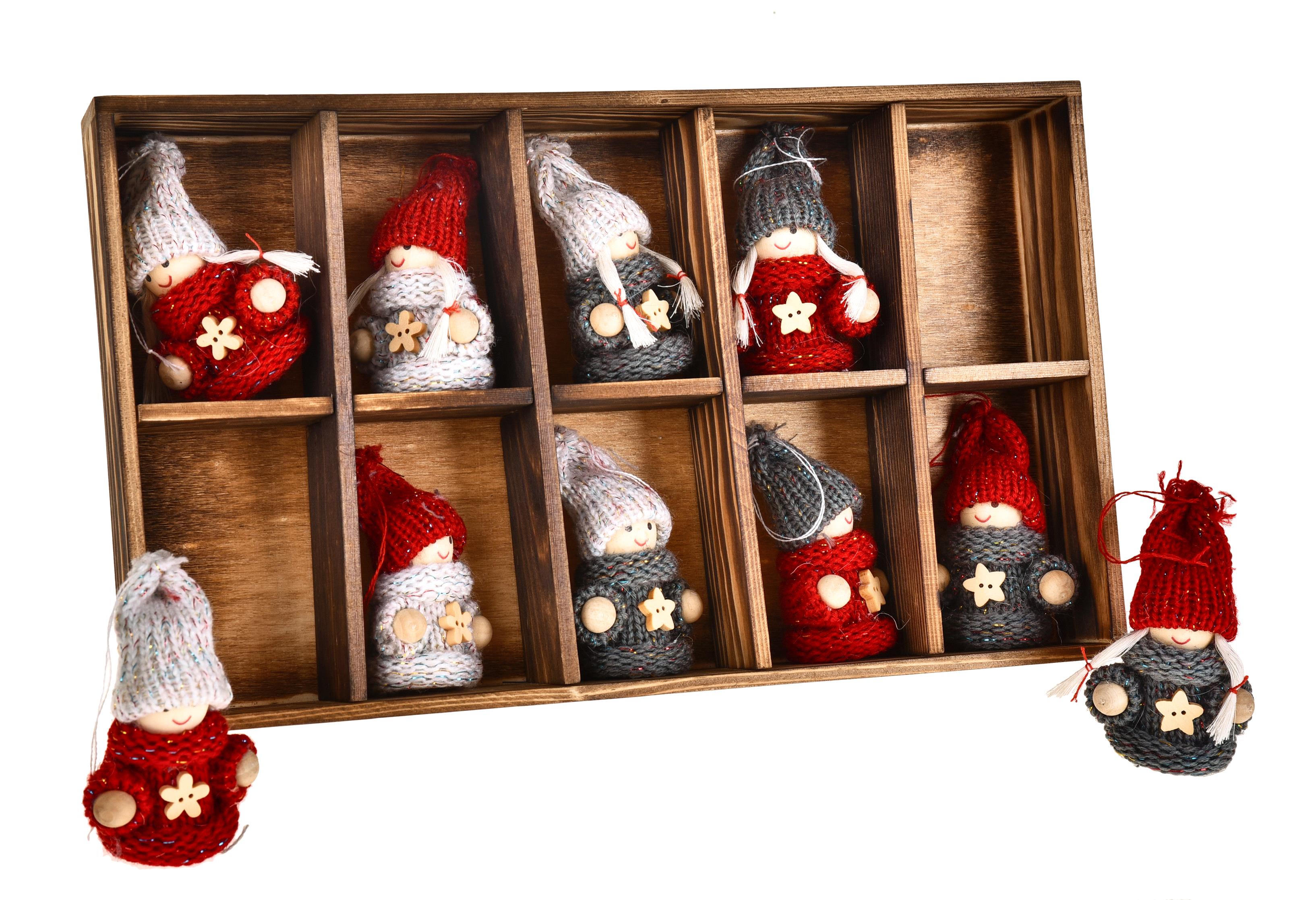 Articles de Noël, BOULES ET DECORATIONS EN BOIS, BAMBINI 10 PZ. 6,5 CM ASS.