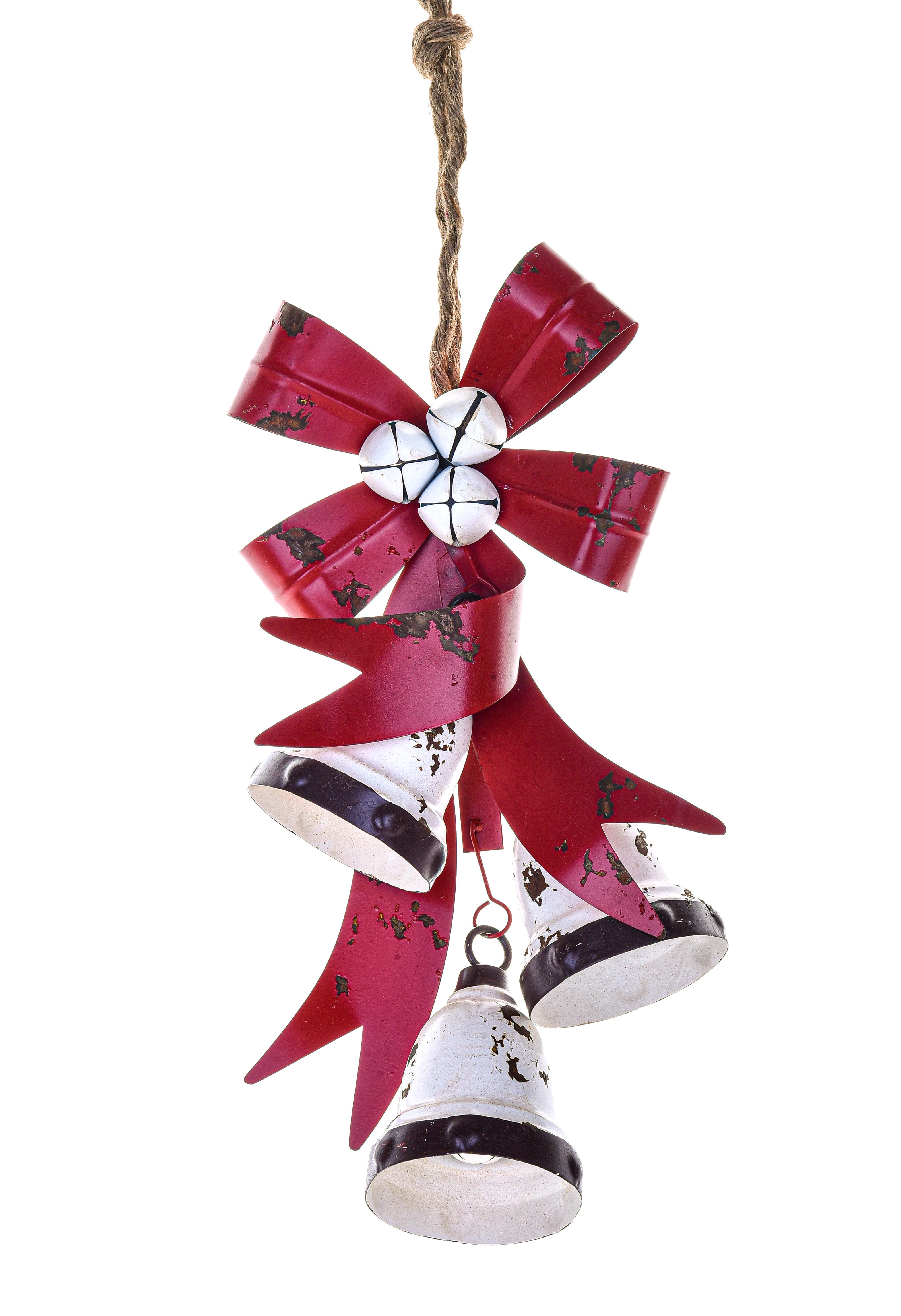 Weihnachtsartikel, Bälle zu hängen und Dekorat. Metallmaterian, FIOCCO C/CAMPANELLE H.44,5 CM