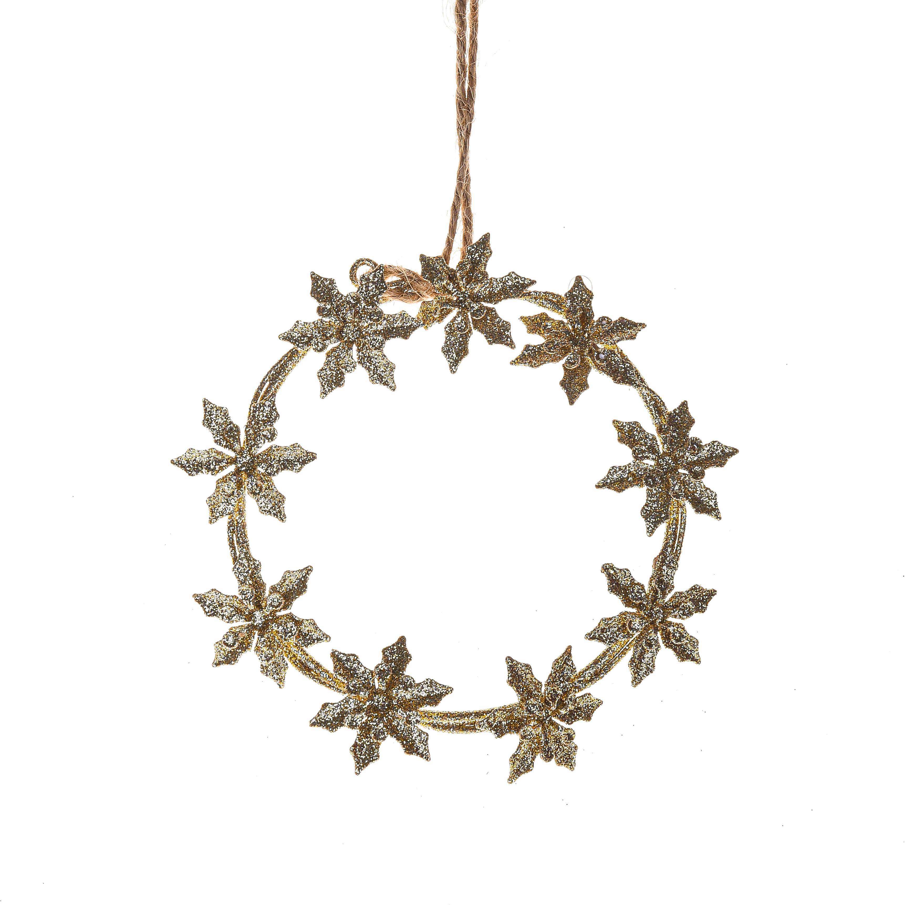 Weihnachtsartikel, Bälle zu hängen und Dekorat. Metallmaterian, CORONCINA D.11 CM METALLO C/STELLE