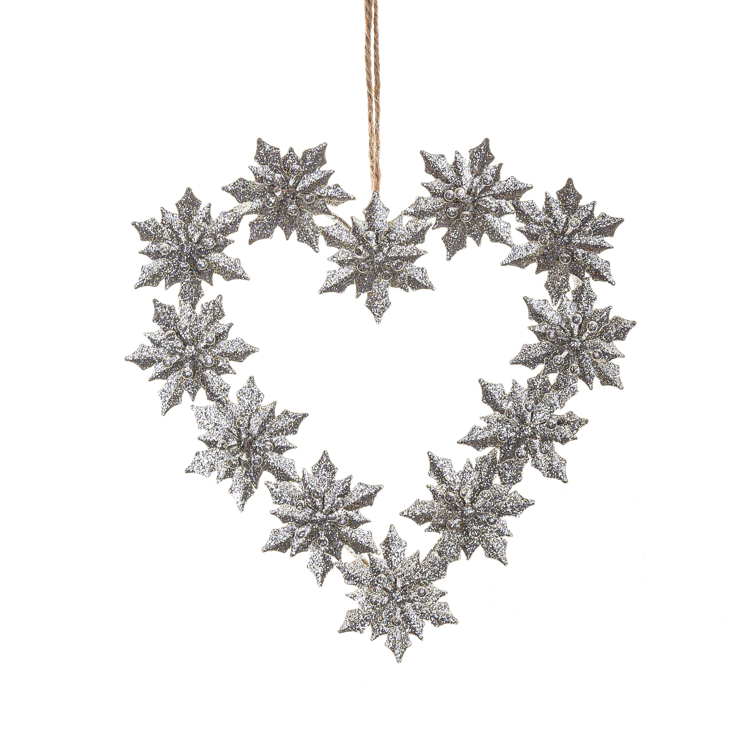 CHRISTMAS ITEMS, HANGING BALLS AND DECORATIONS IN METAL, CUORE IN METALLO C/STELLE 15 CM
