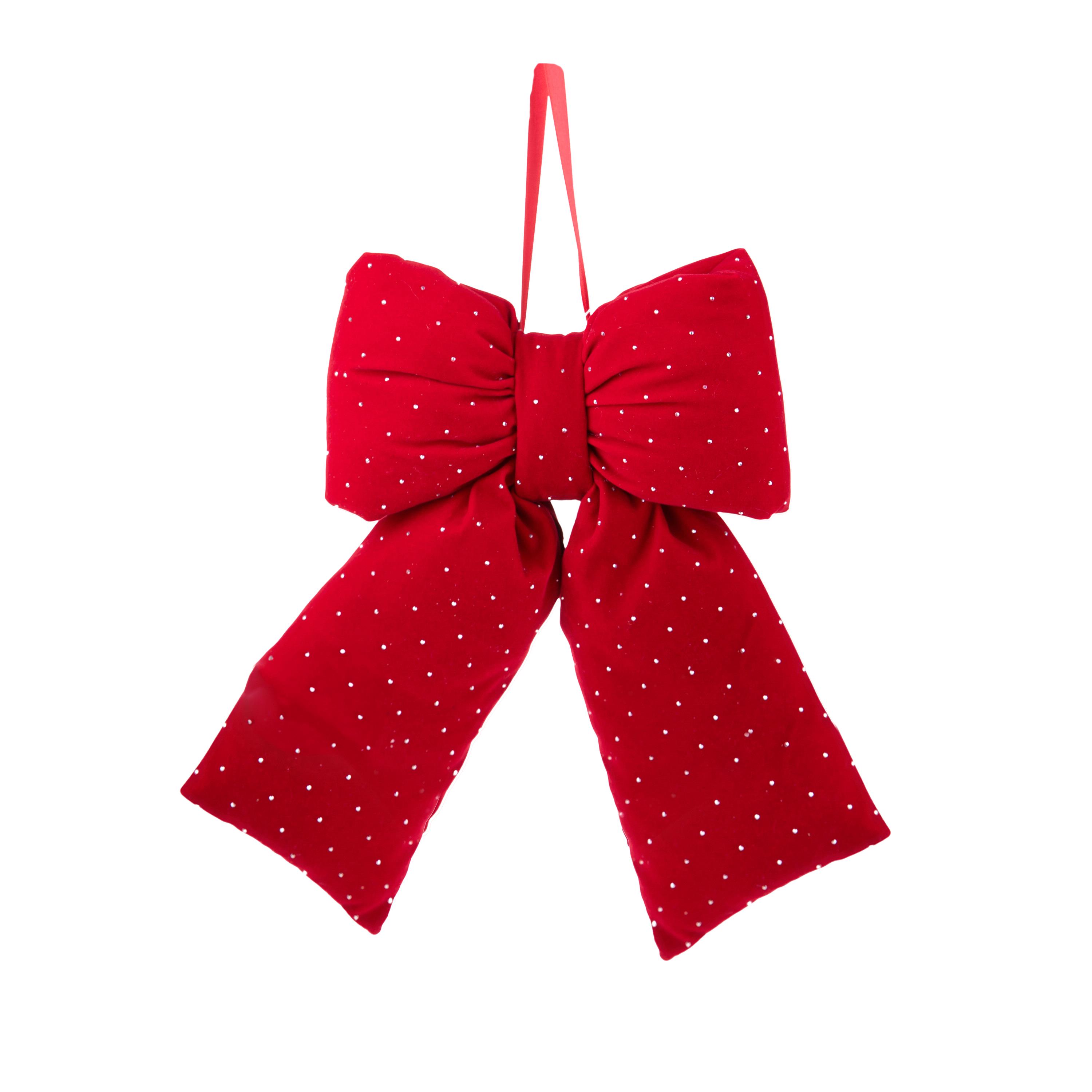 ARTICOLI NATALIZI, Sfere e DECORI IN TESSUTO DA APPENDERE, FIOCCO 36 CM C/DIAMANTI