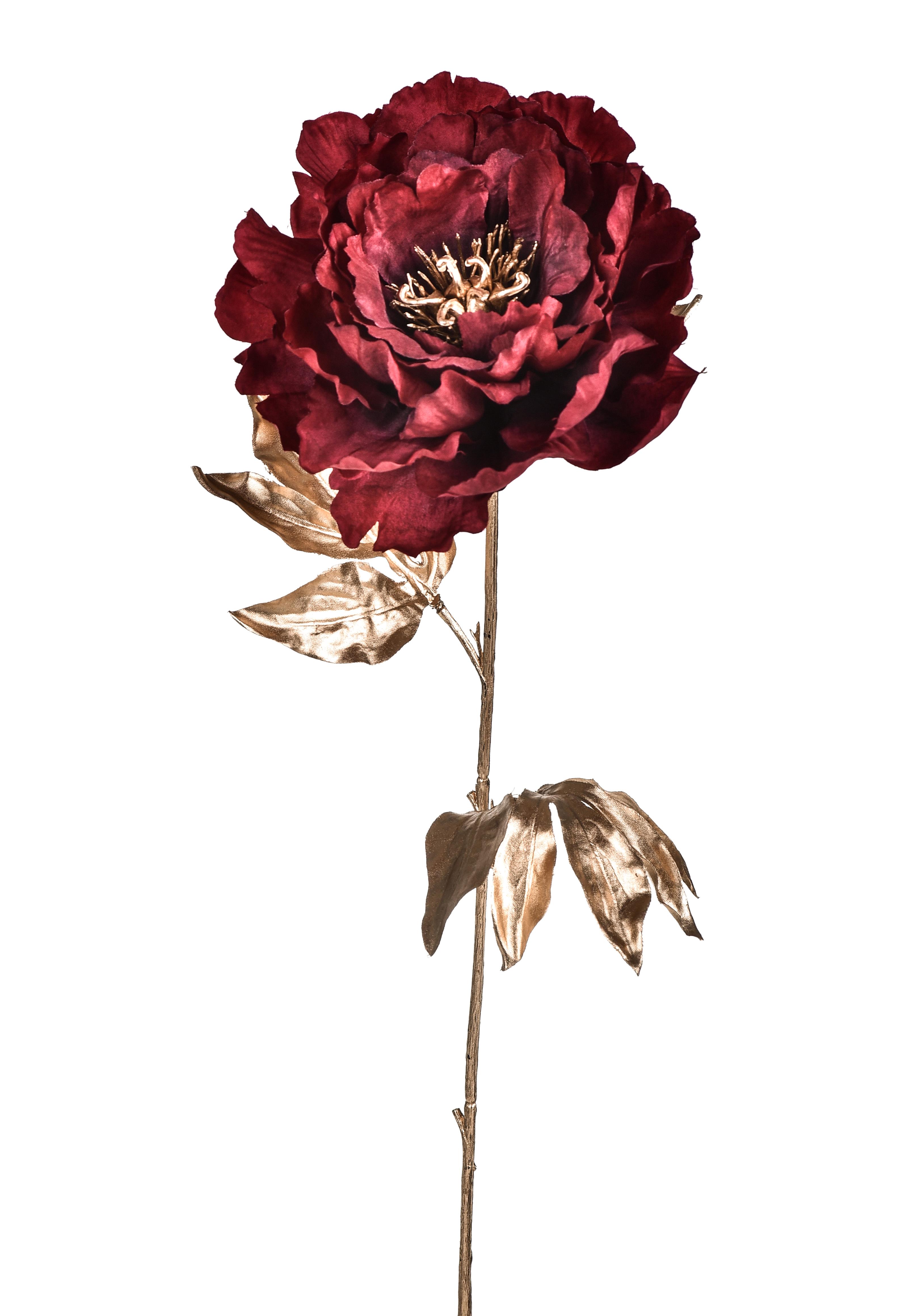 PEONIA C/FOGLIE DORATE 63 CM