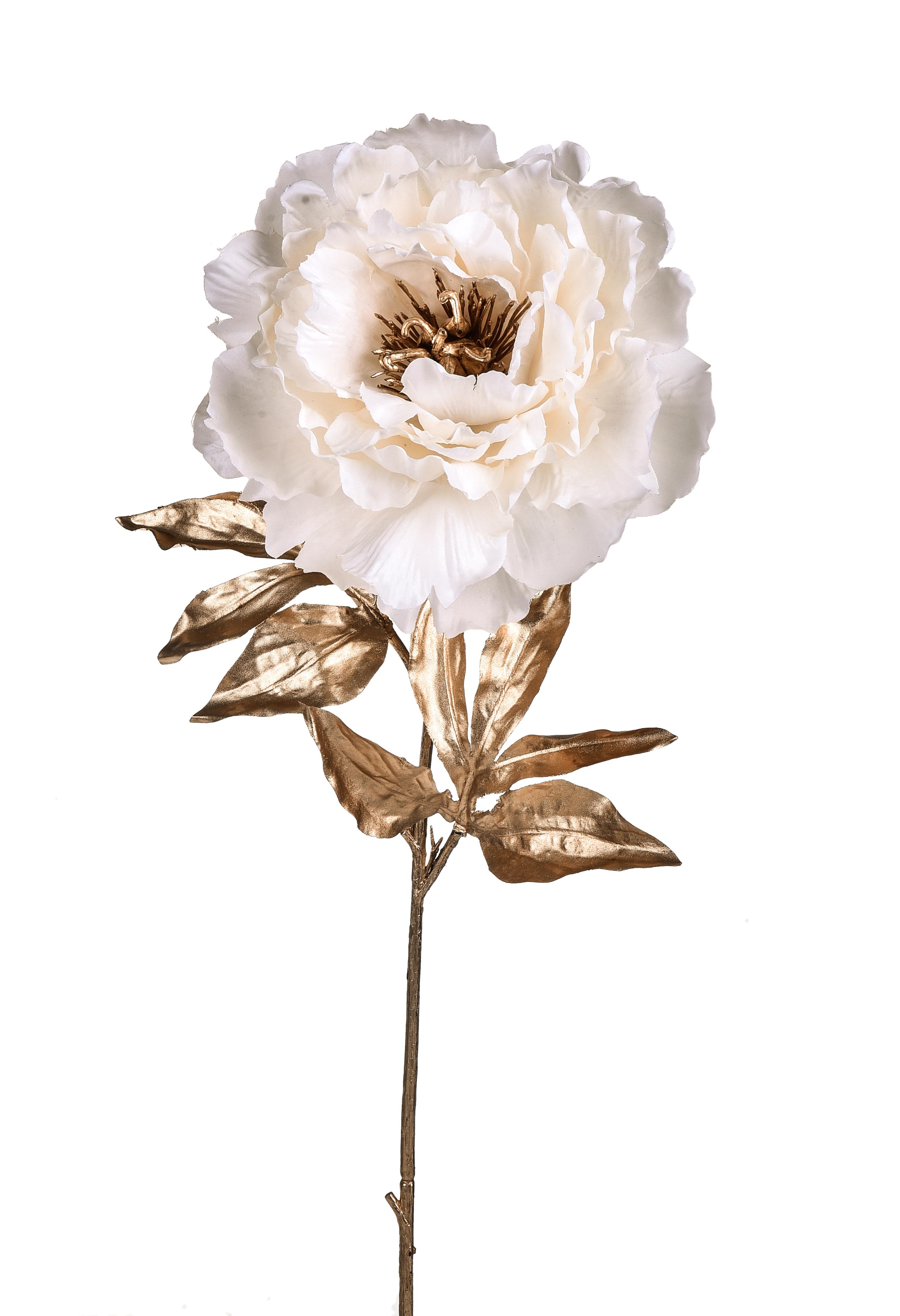 PEONIA C/FOGLIE DORATE 63 CM