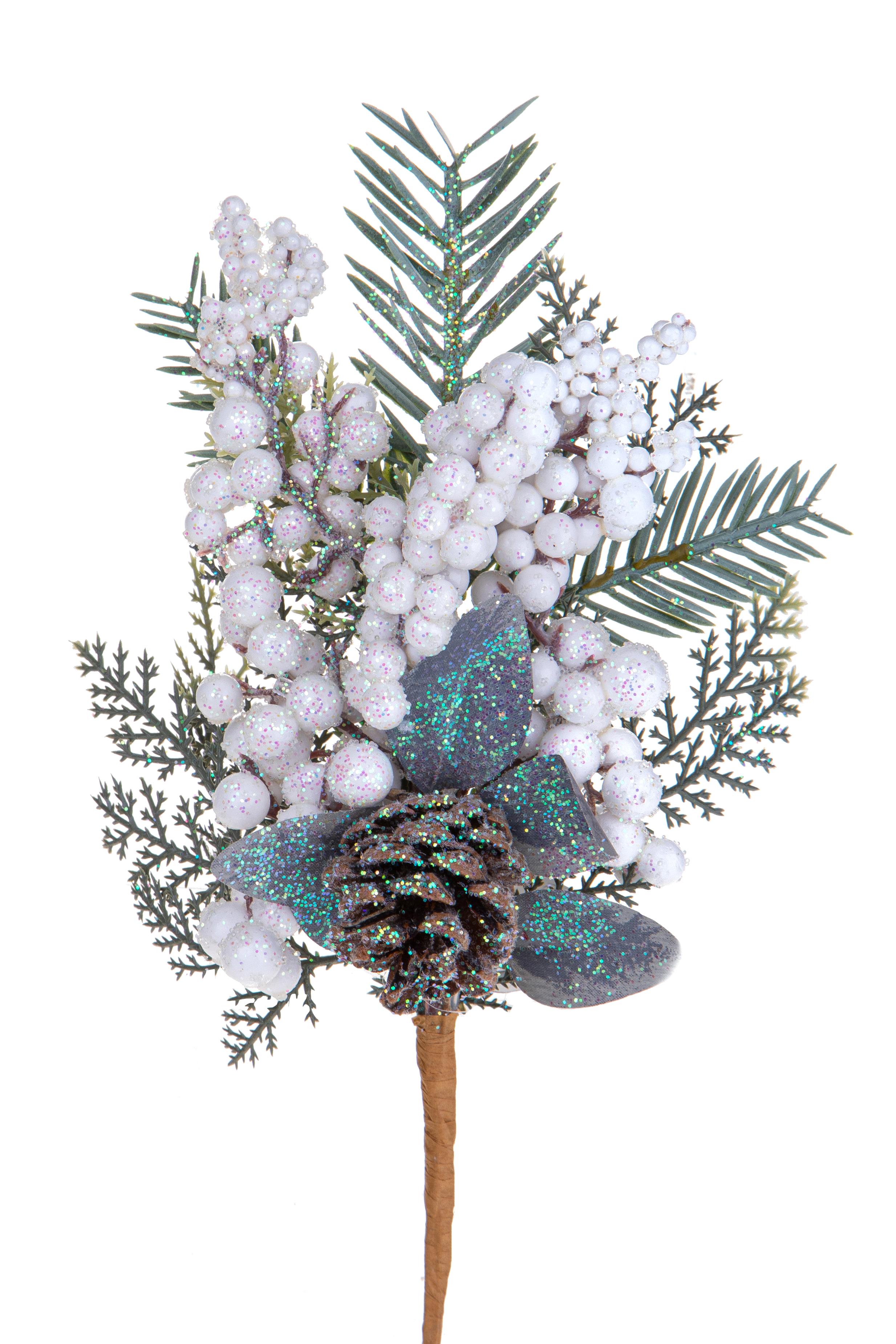 RAMO 26 CM C/BACCHE BIANCHE