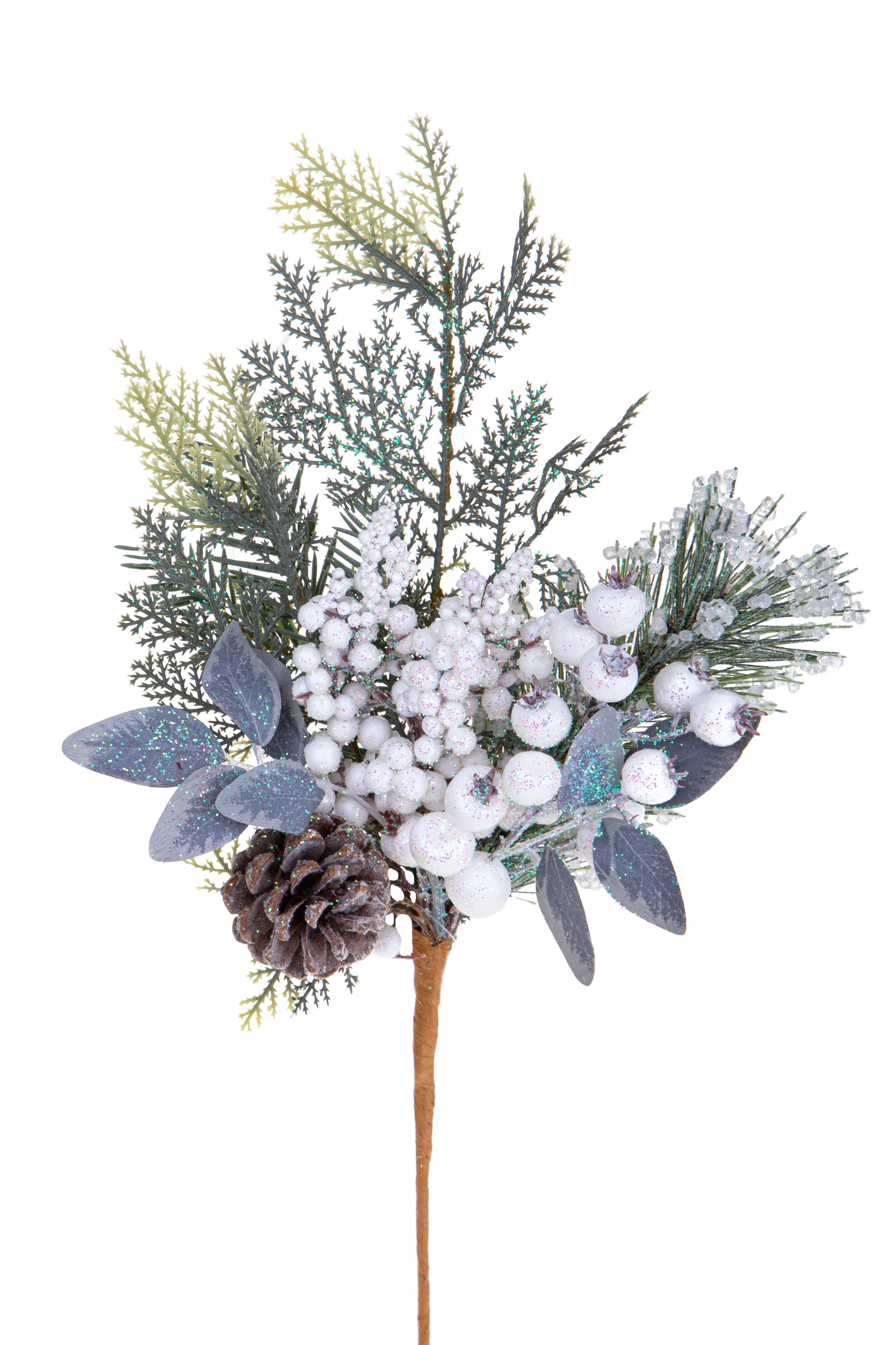 RAMO 40 CM C/BACCHE BIANCHE