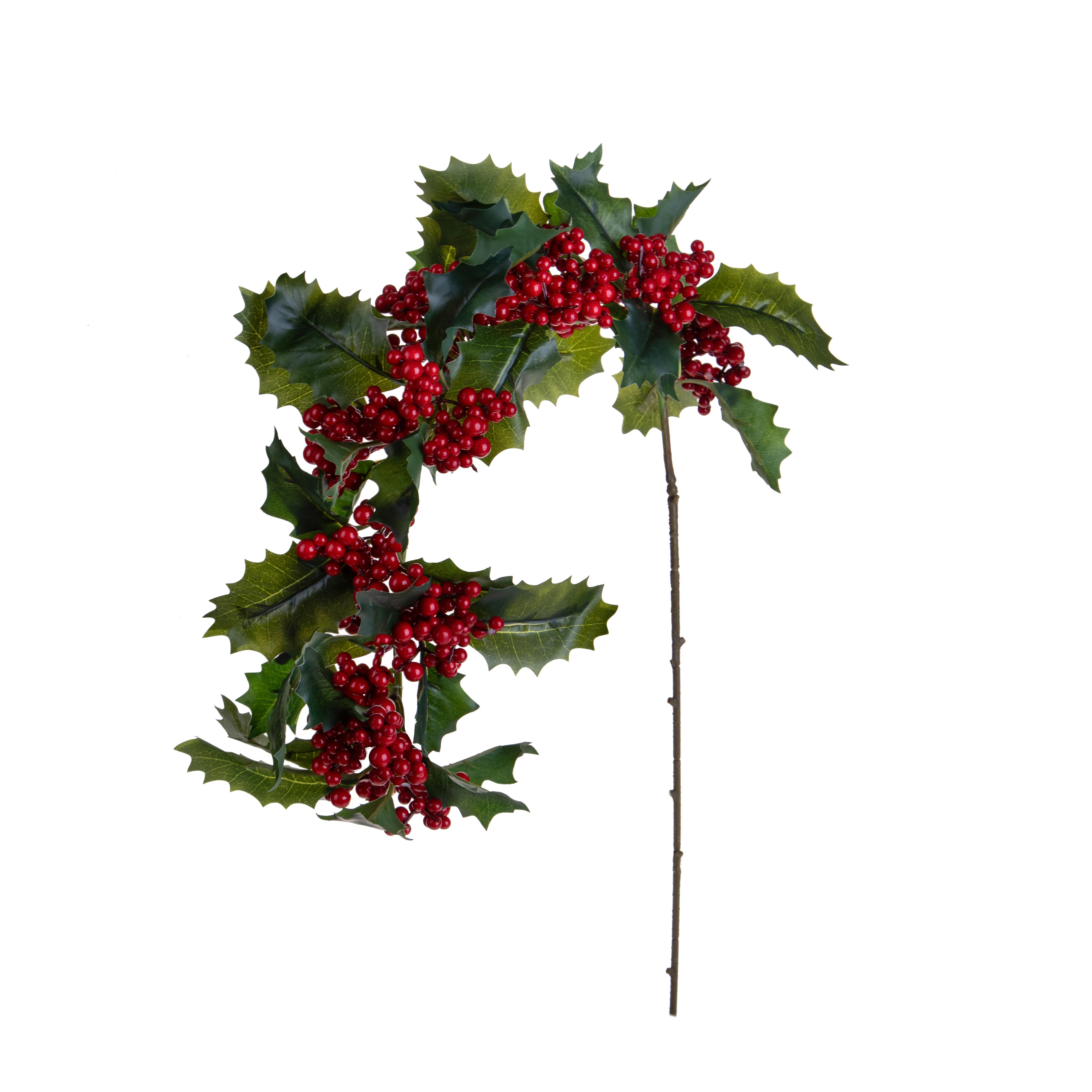 RAMO GRAPPOLO 96 CM BACCHE E AGRIFOGLIO