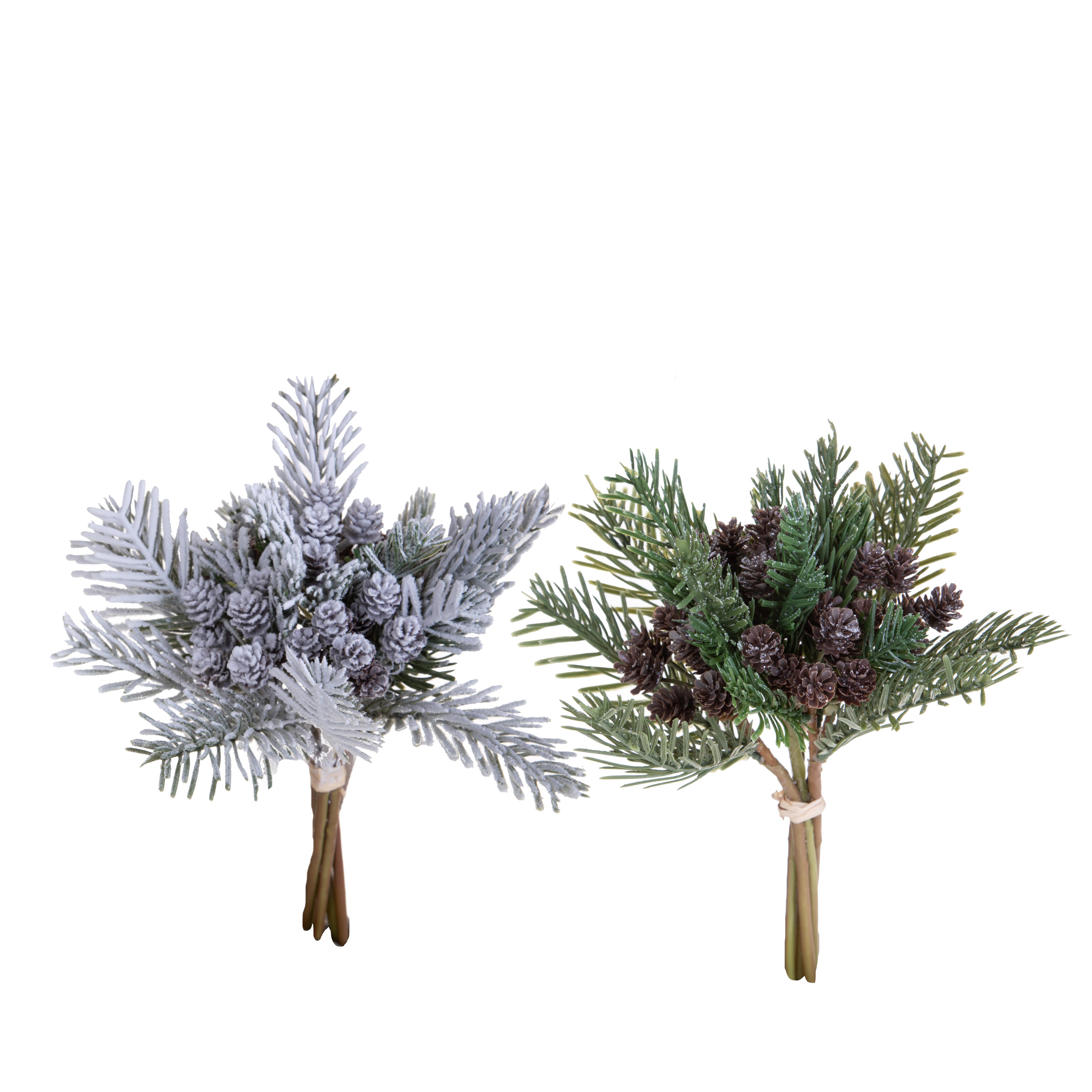 CHRISTMAS ITEMS, PINE BRANCHES, MAZZO H.27 CM PINO X 5 C/MINI PIGNE