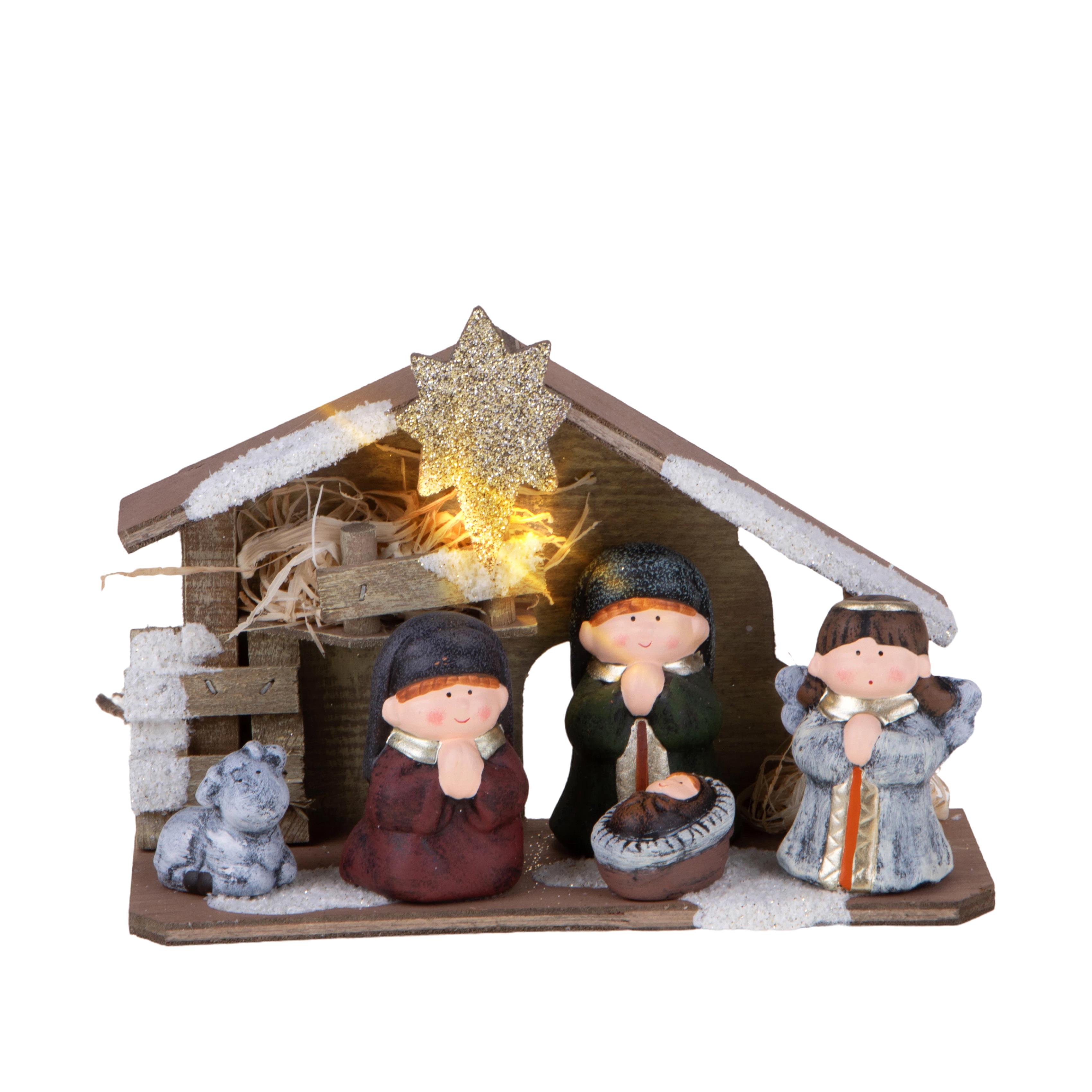 NATIVITA'H.16,5 CM C/CAPANNA C/LED