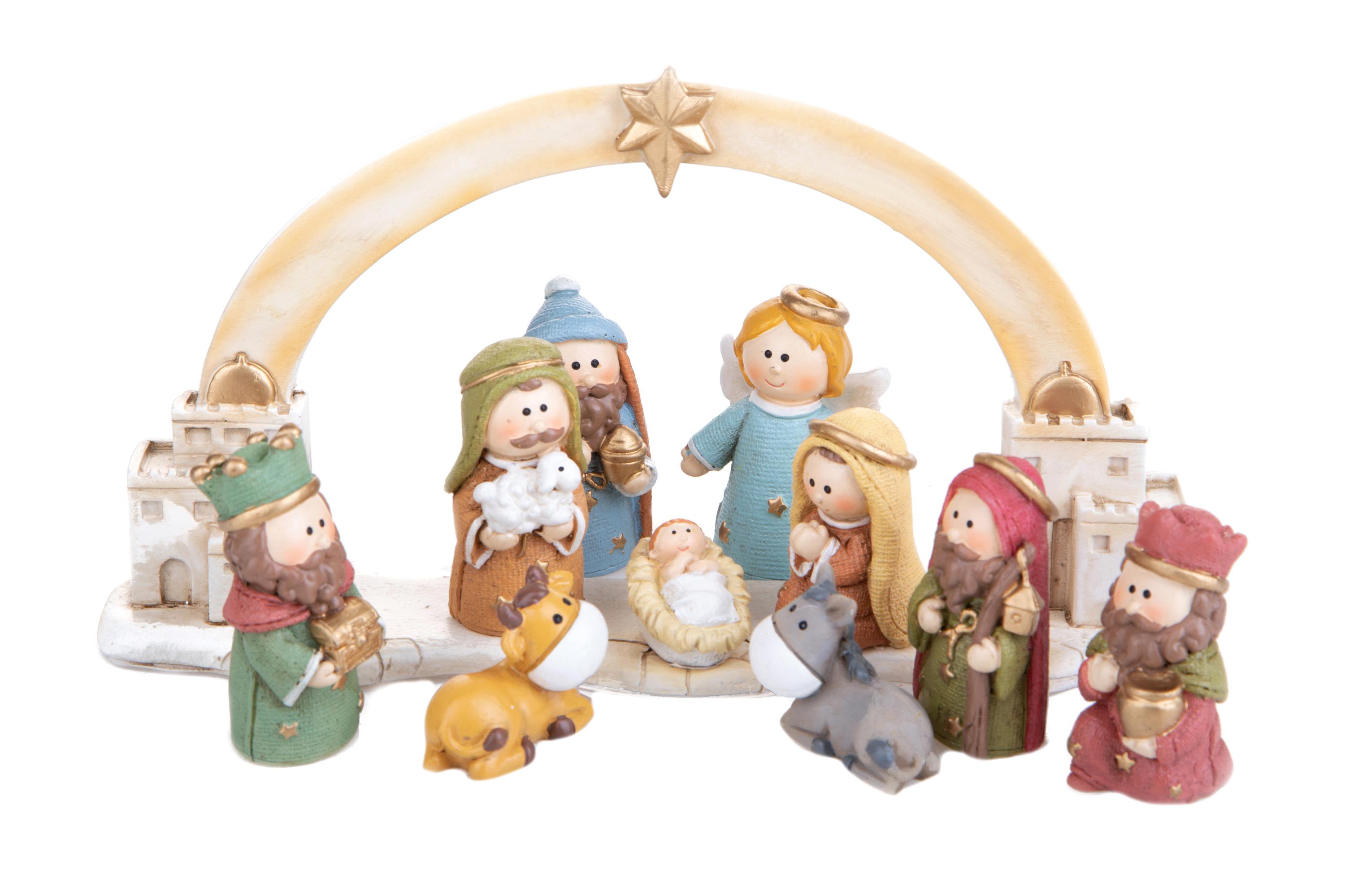 CHRISTMAS ITEMS, Nativity, NATIVIT? 11PZ H.6 CM C/ARCO