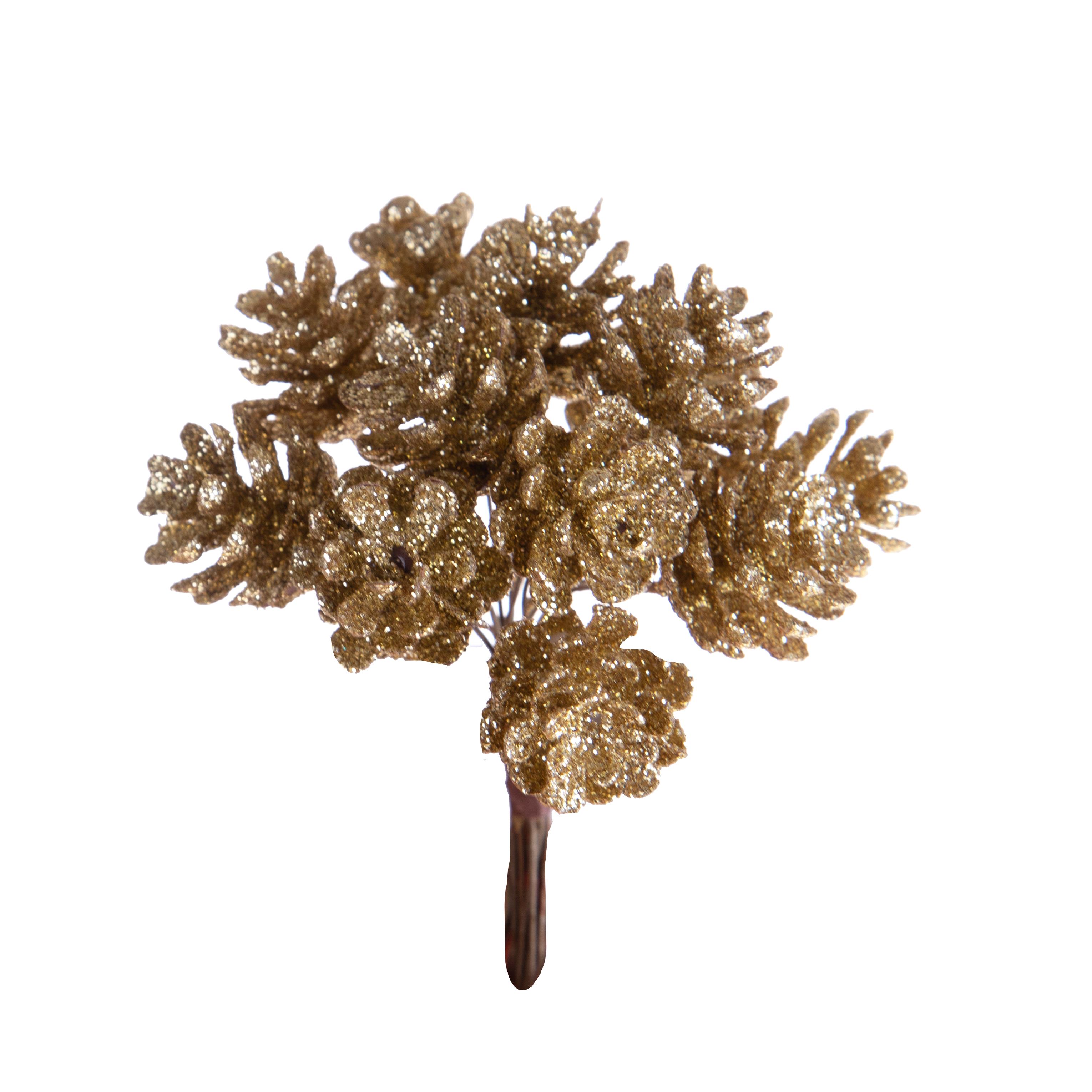 PICK H.10 CM MINI PIGNE 12 PZ C/GLITTER