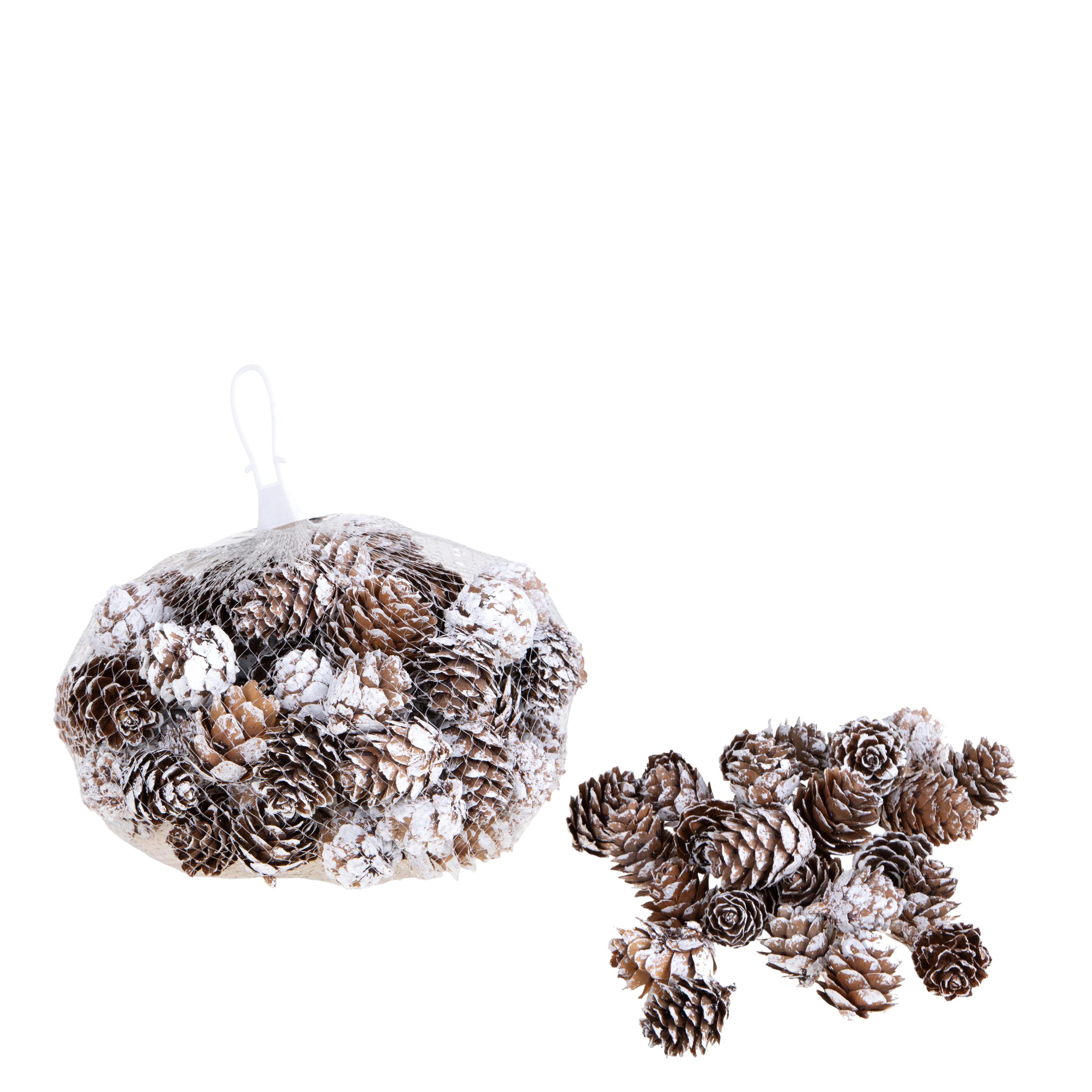 MINI PIGNE 200 GR. NEVICATO IN RETE