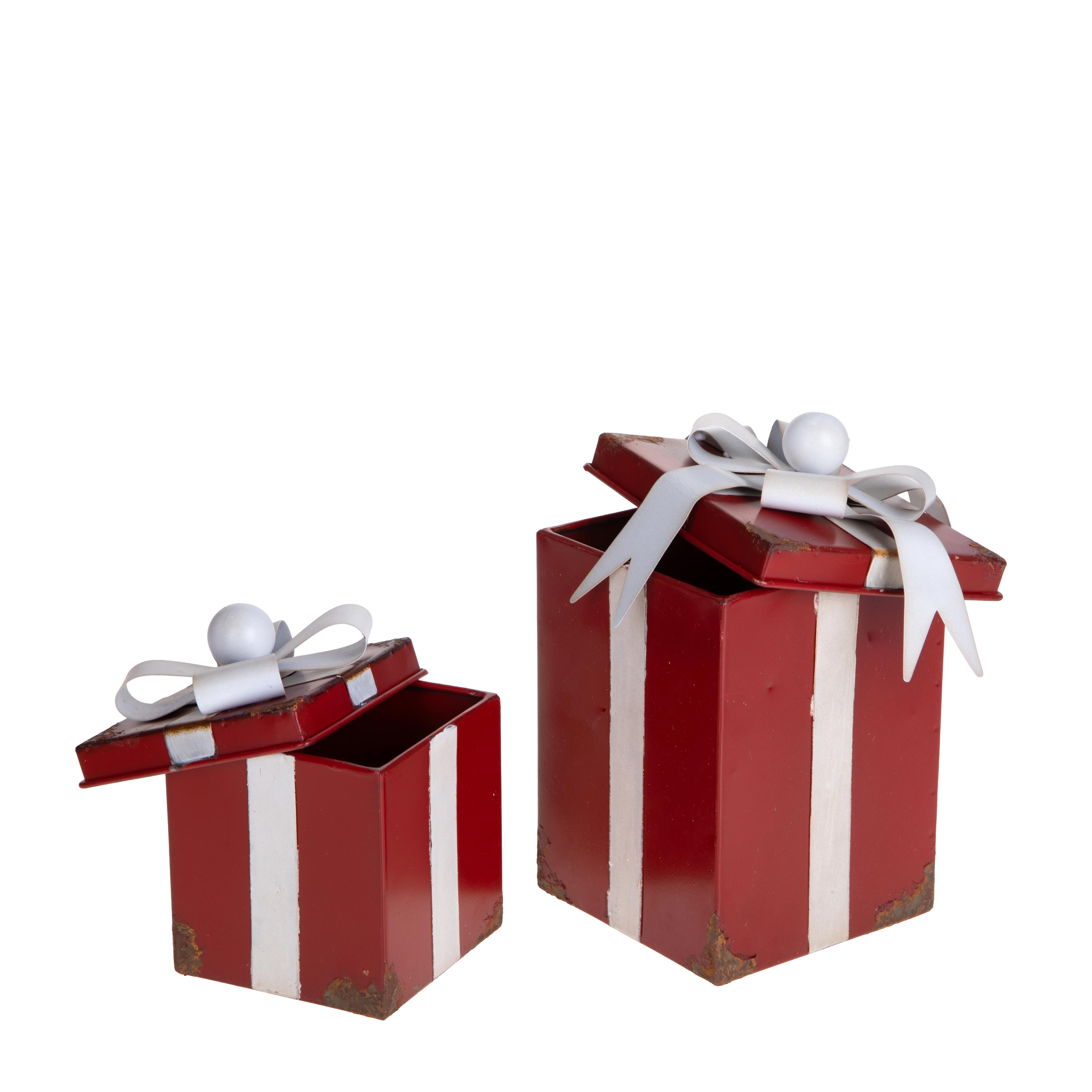 ARTICOLI NATALIZI, SCATOLE, CESTI, PIATTI, SACCHI E CONTENITORI VARI, SET/2 GIFT BOX 12X19.3 CM C/FIOCCO