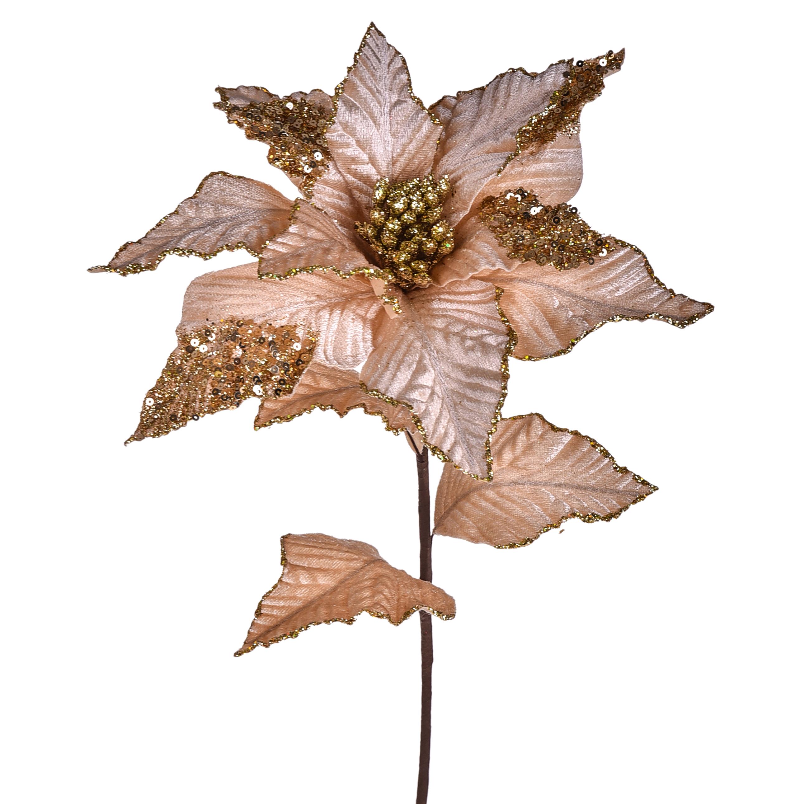 Fleurs artificielles,Hortensia	,STELLA NATALE C/GLITTER H.74 CM