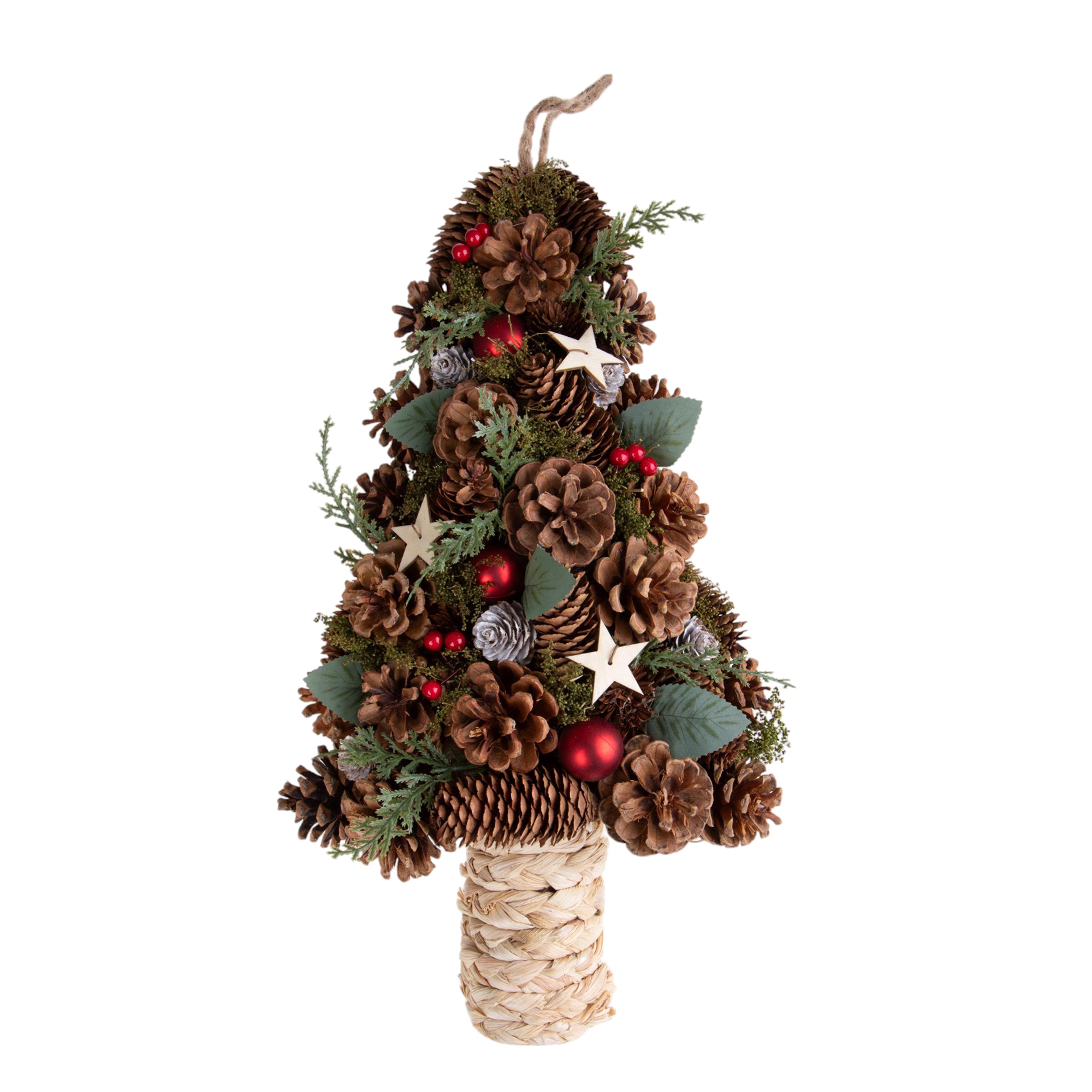 ALBERO NATALE H.44 CM C/STELLE E BACCHE