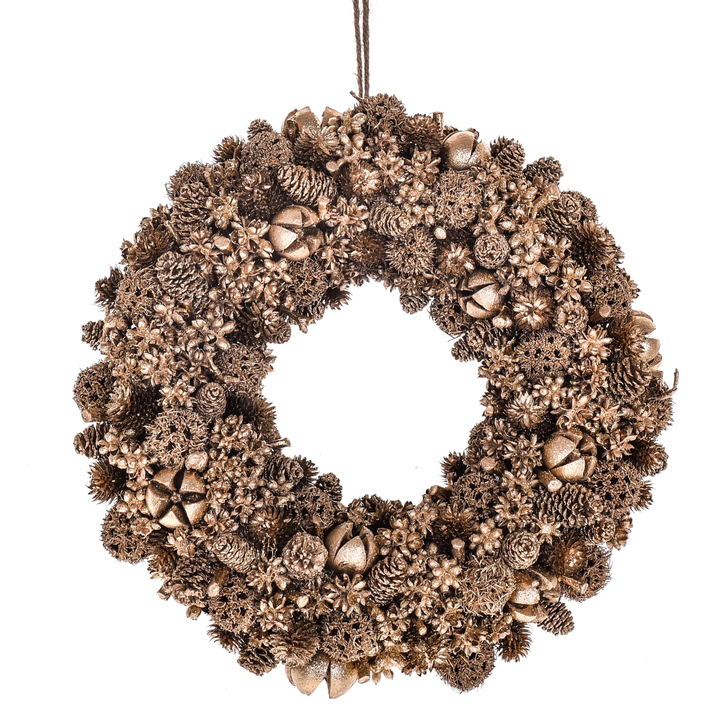 CORONA 25 CM PIGNE DORATE