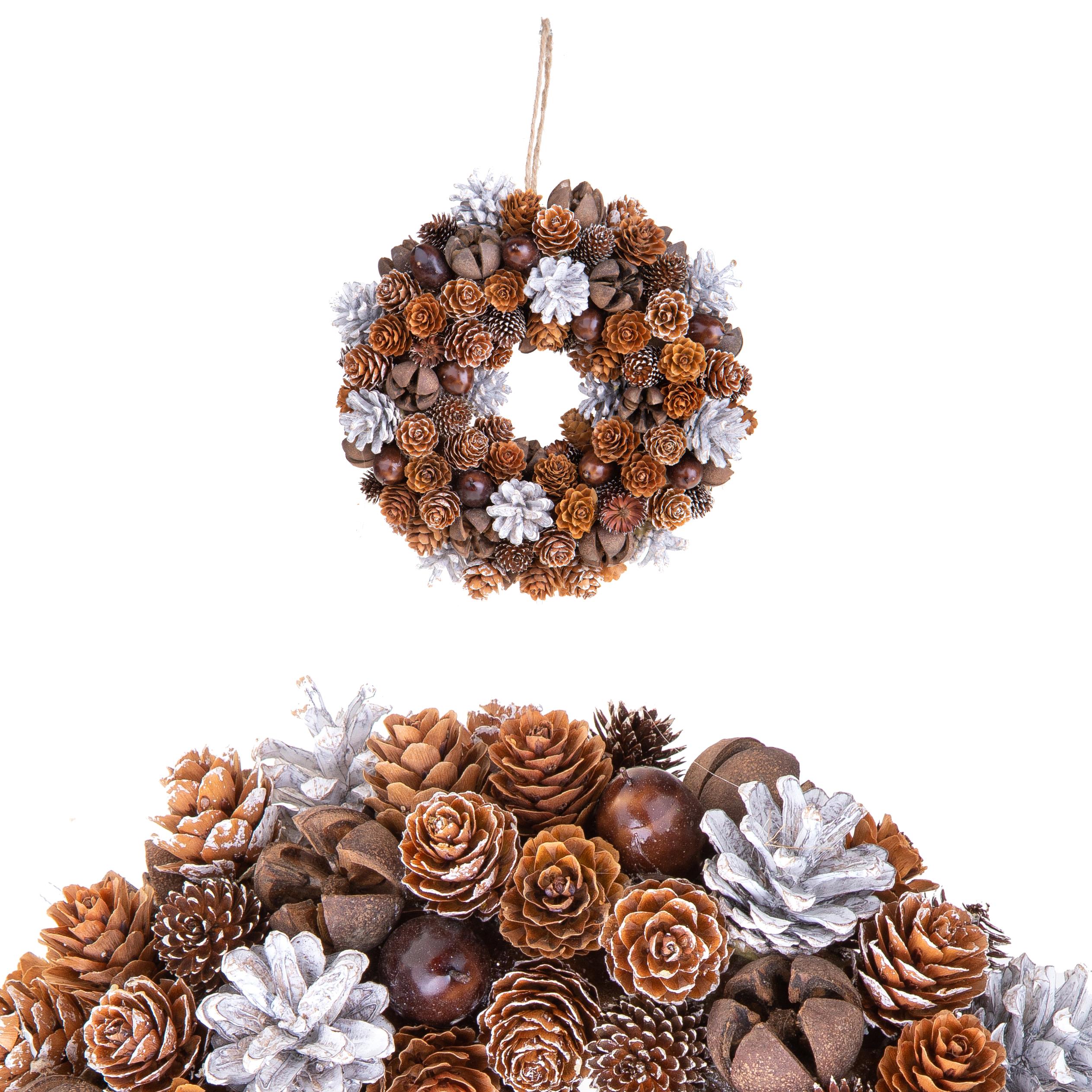 CORONA 25 CM NATALE C/MINI PIGNE