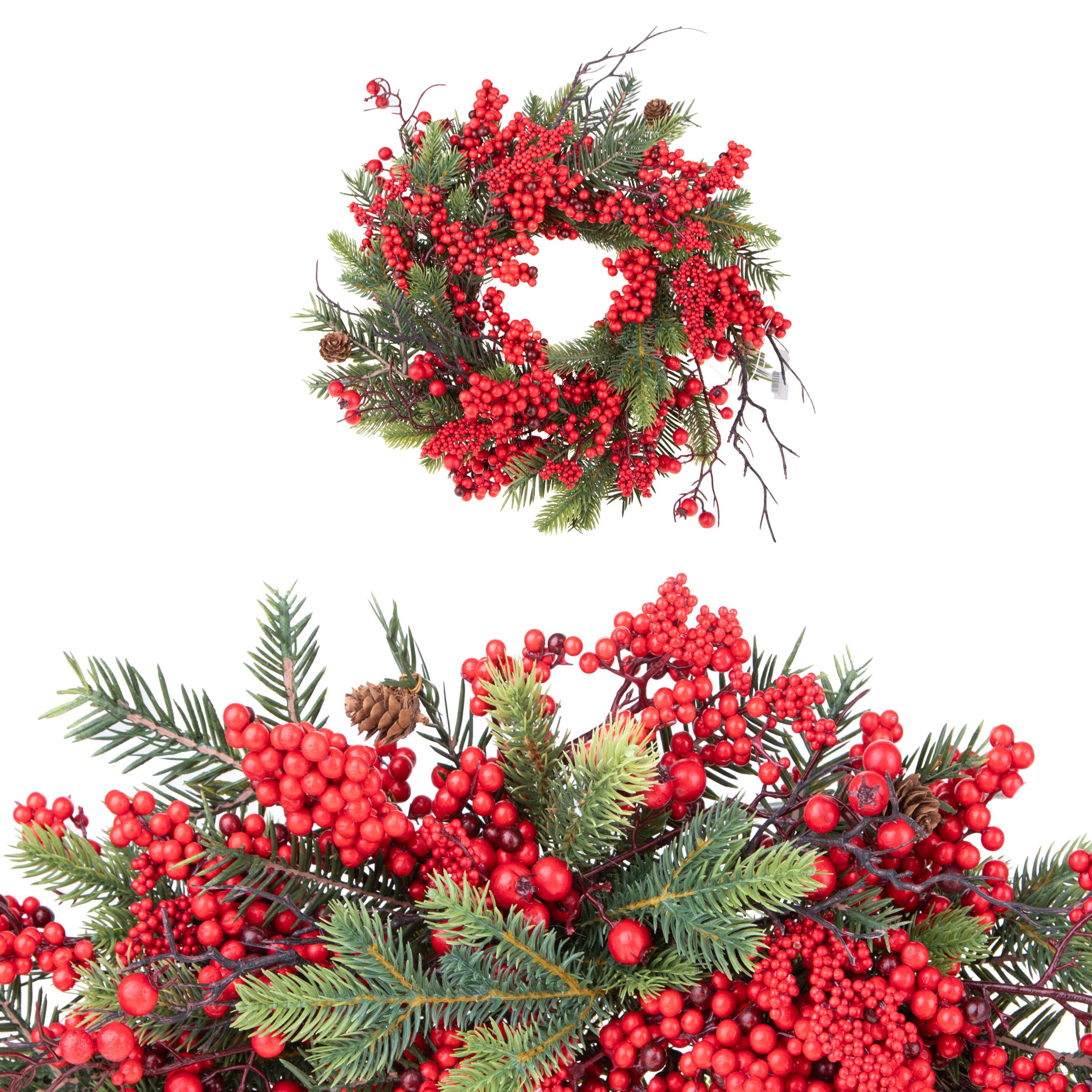 CORONA D.30 CM C/ABETE ROSSO