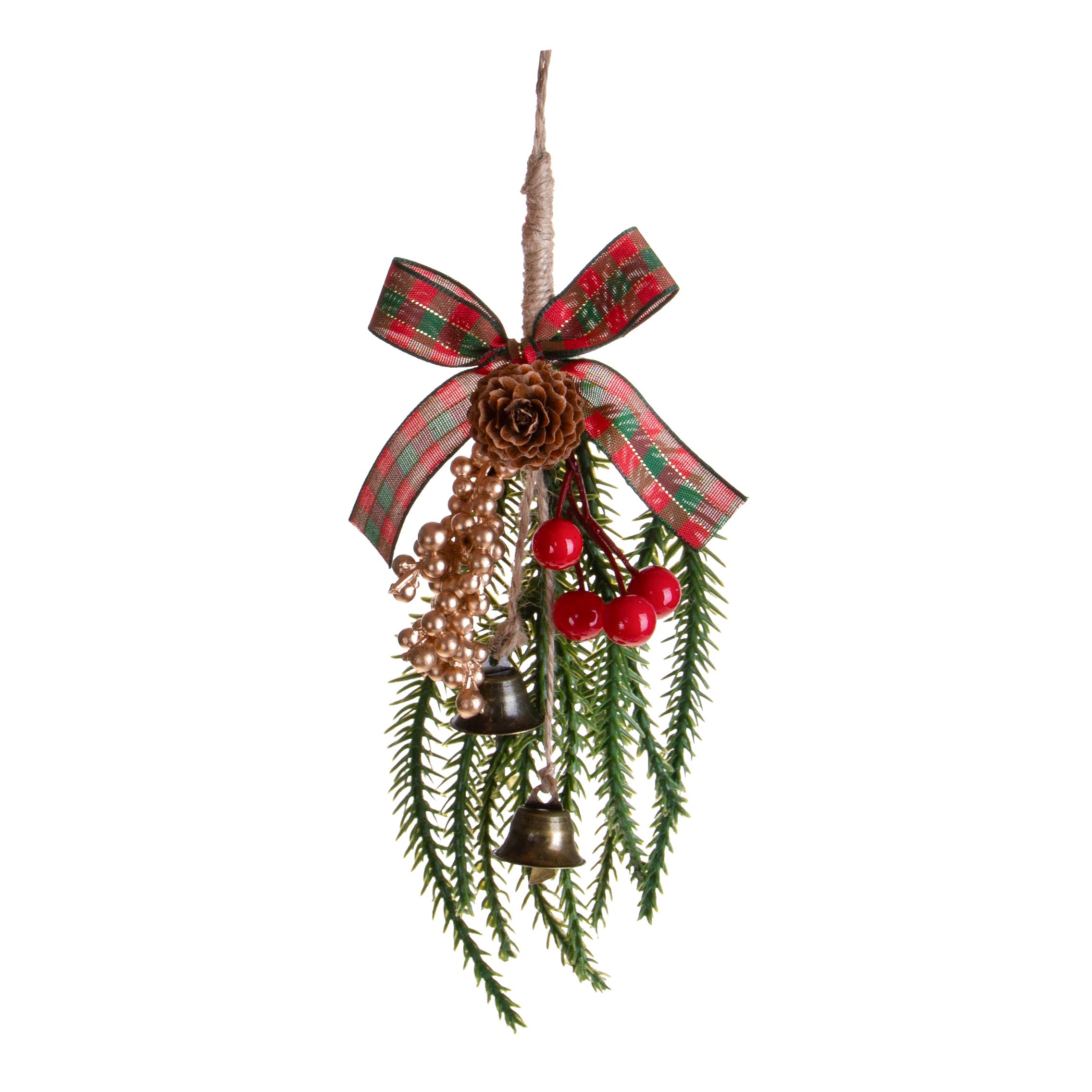 Weihnachtsartikel, Krünze und Wanddekorationen, DECORO PINO 20 CM C/ILEX E PINO