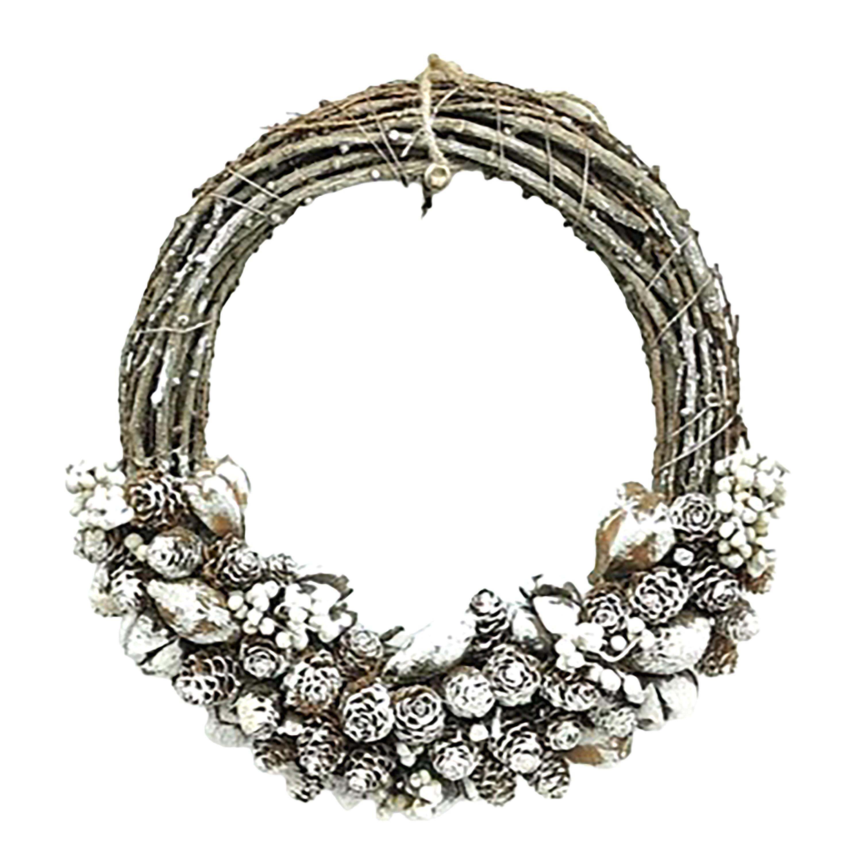 CORONA D.35 CM WILLOW C/BACCHE E PIGNE