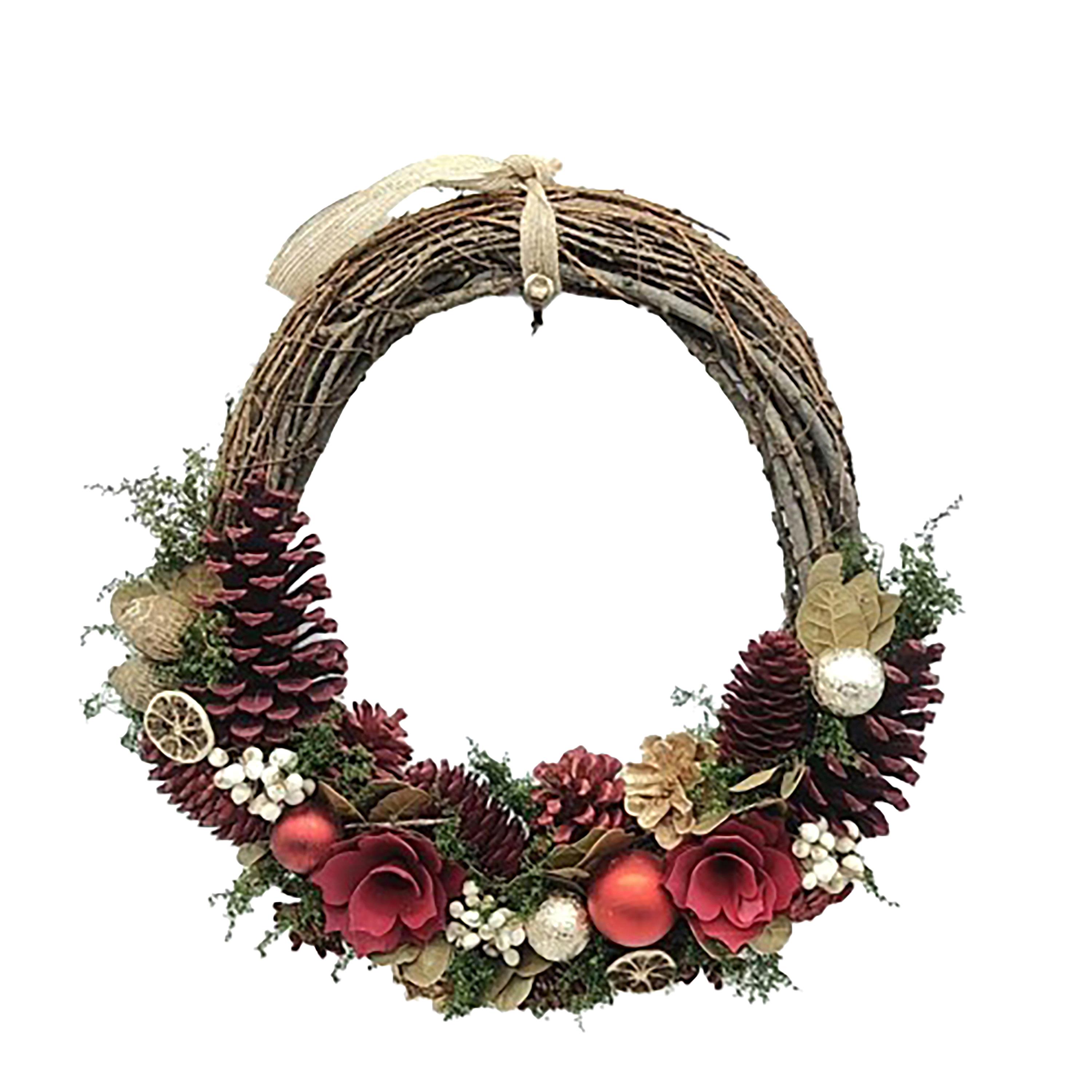 CORONA D.35 CM WILLOW C/ARANCE E PIGNE