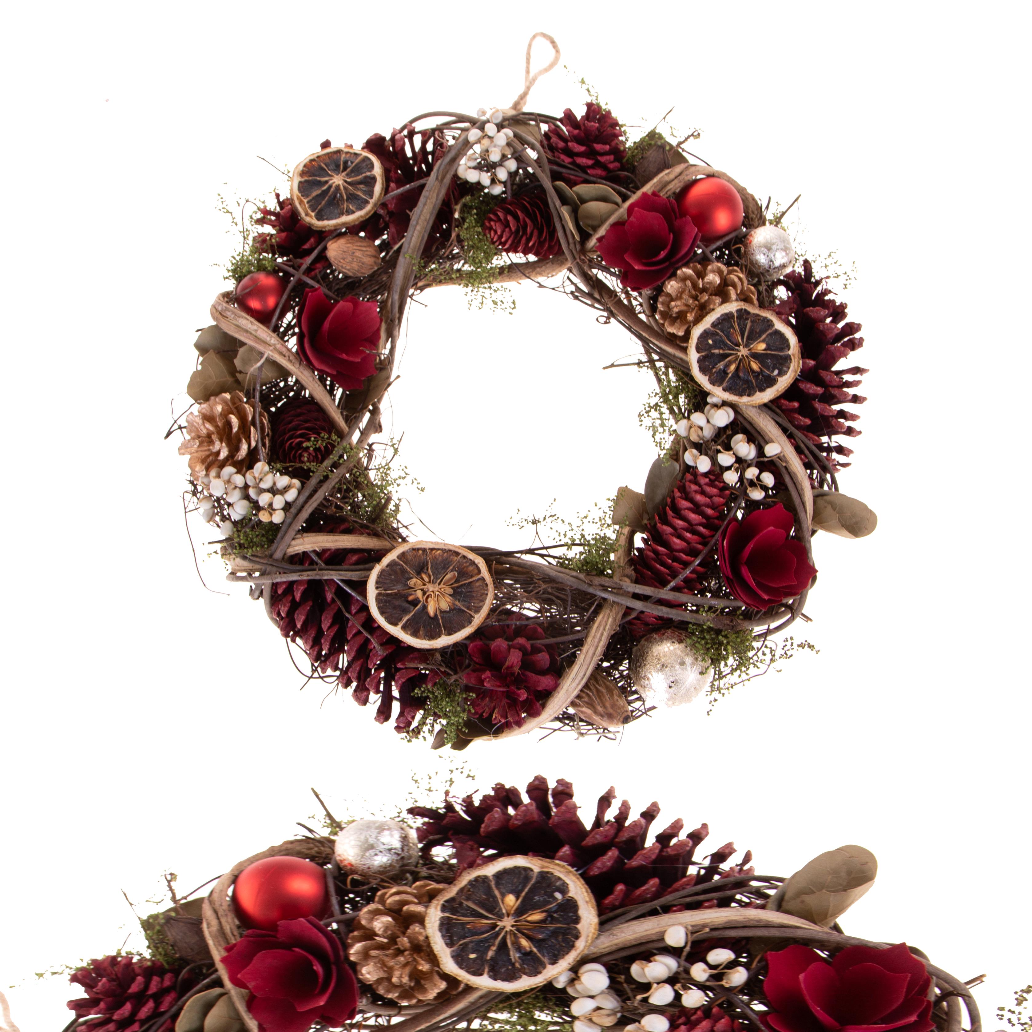 CORONA D.36 CM C/ARANCE E PIGNE