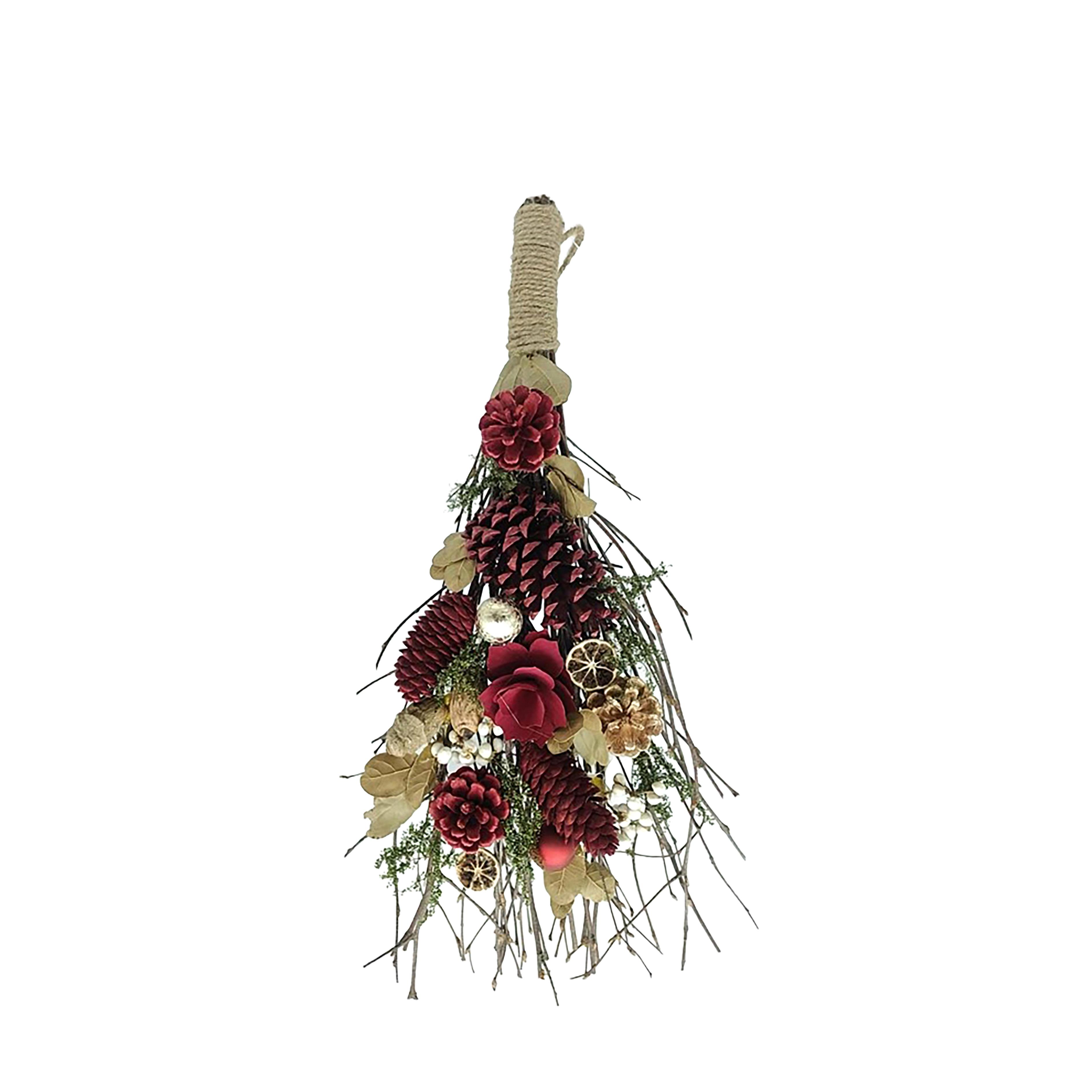 Weihnachtsartikel, Krünze und Wanddekorationen, S/PORTA 48 CM CM SCOPETTA C/ARANCE PIGNE