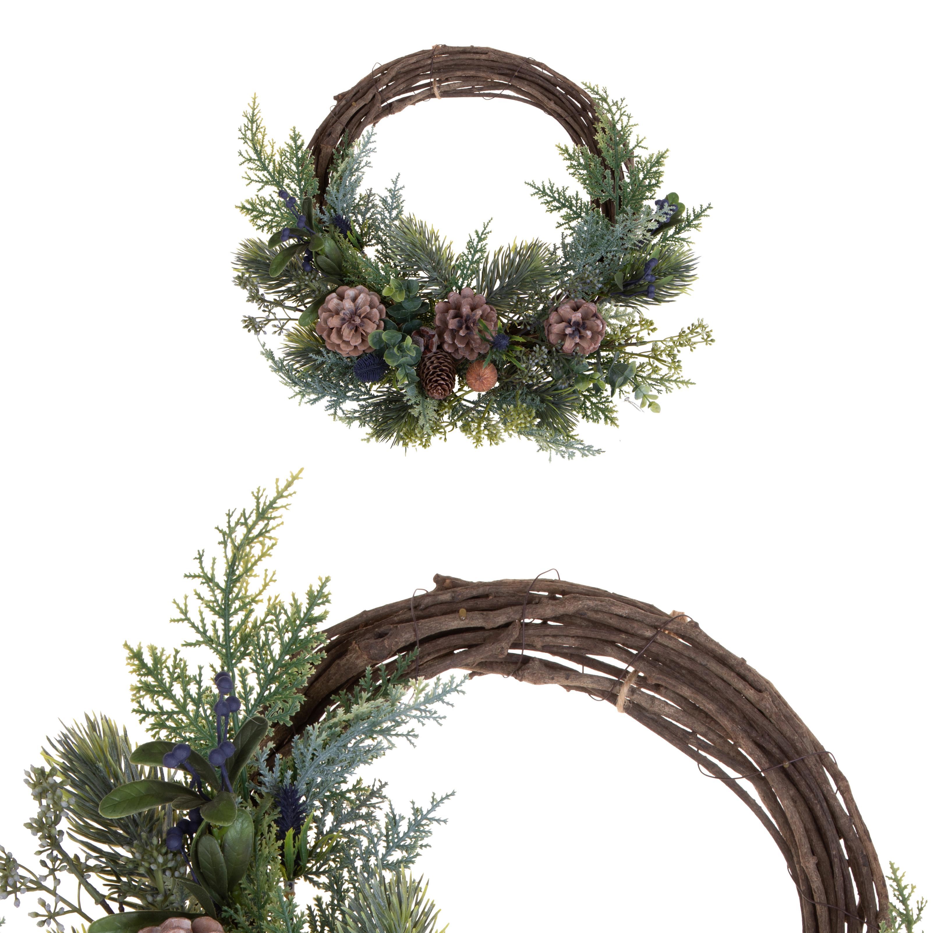 CORONA D.46CM WILLOW C/GHIANDE E MIRTILL