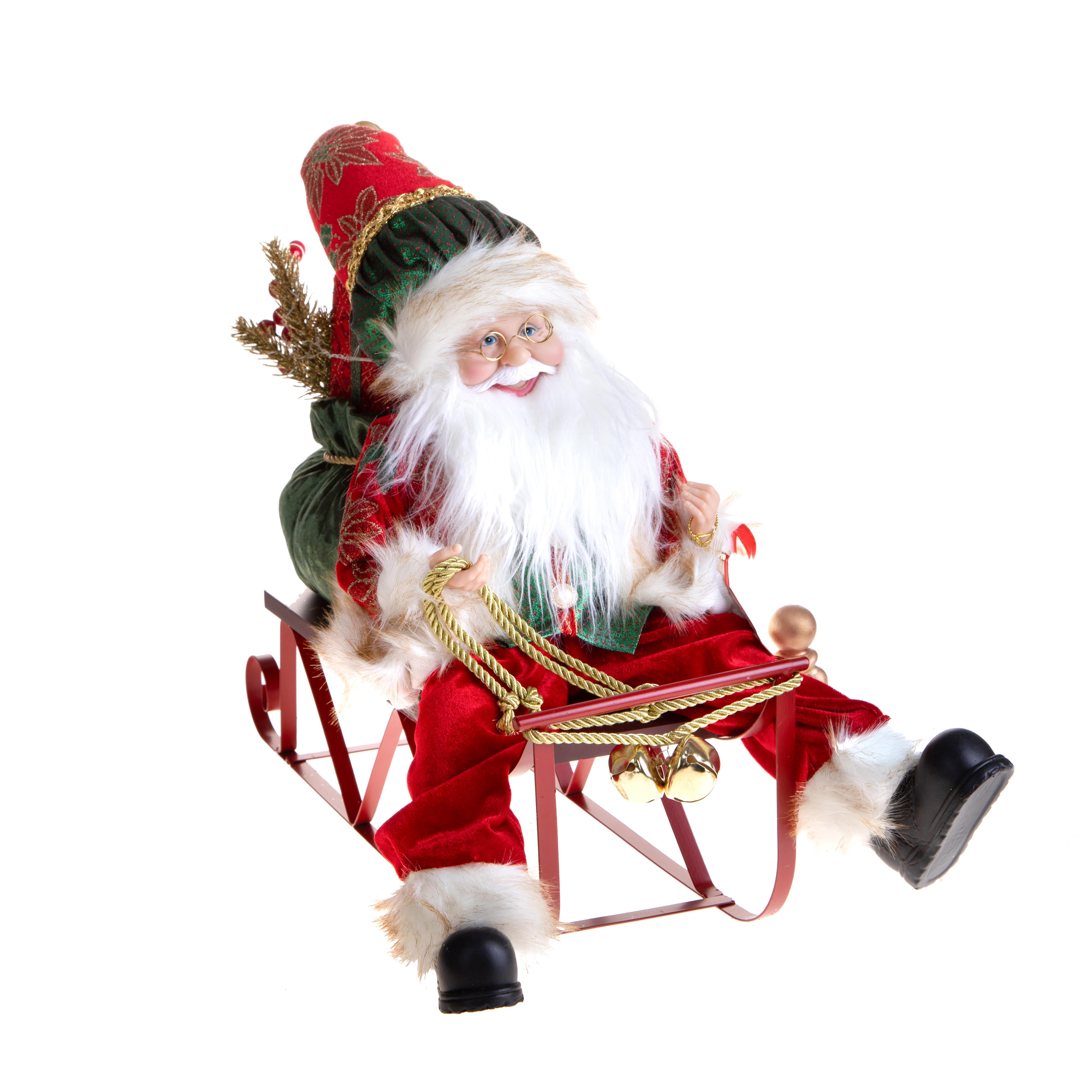 BABBO NATALE 45 CM ROCOCO' C/SLITTA LED