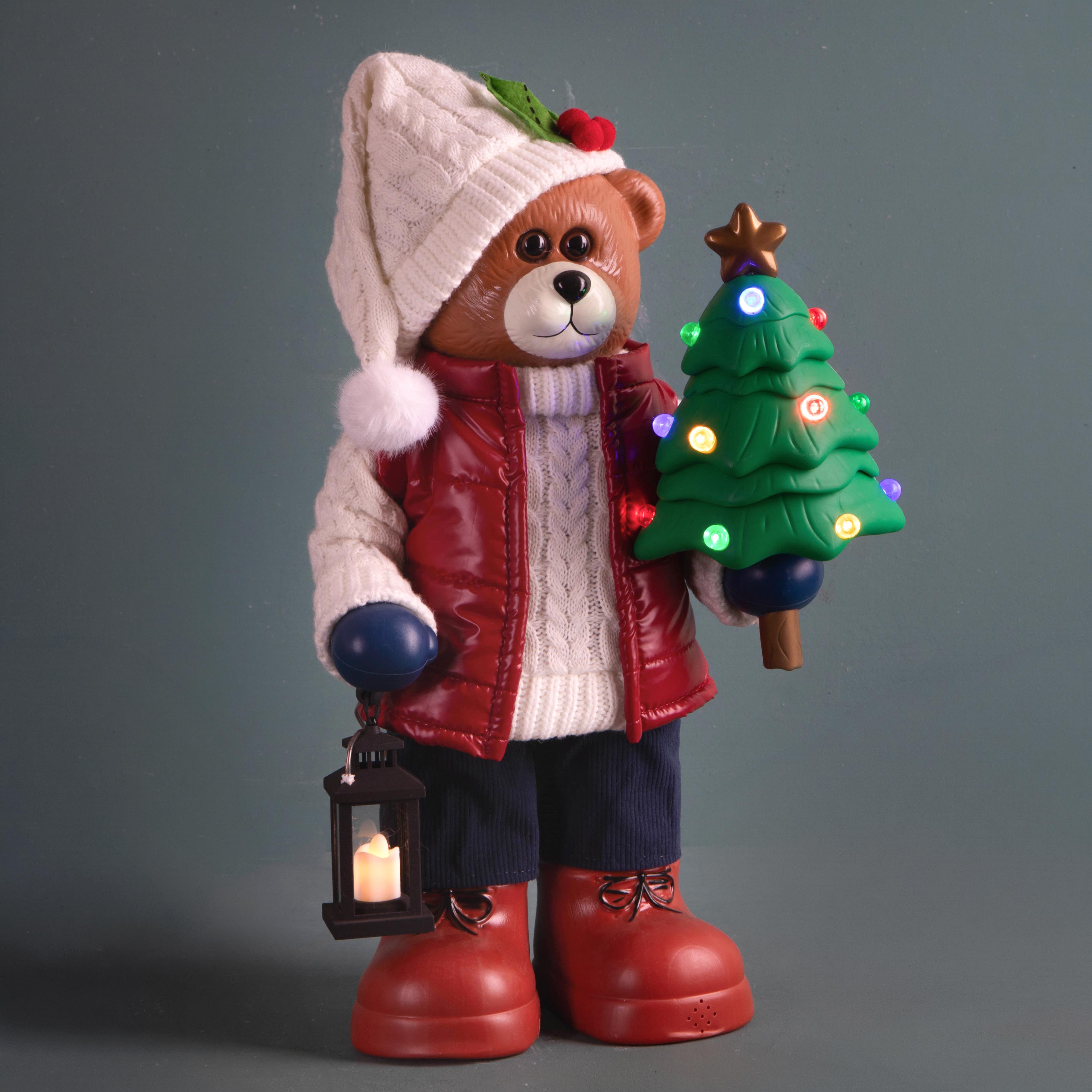 SANTA 89 CM C/ALBERO E LANTERNA LED+MUS