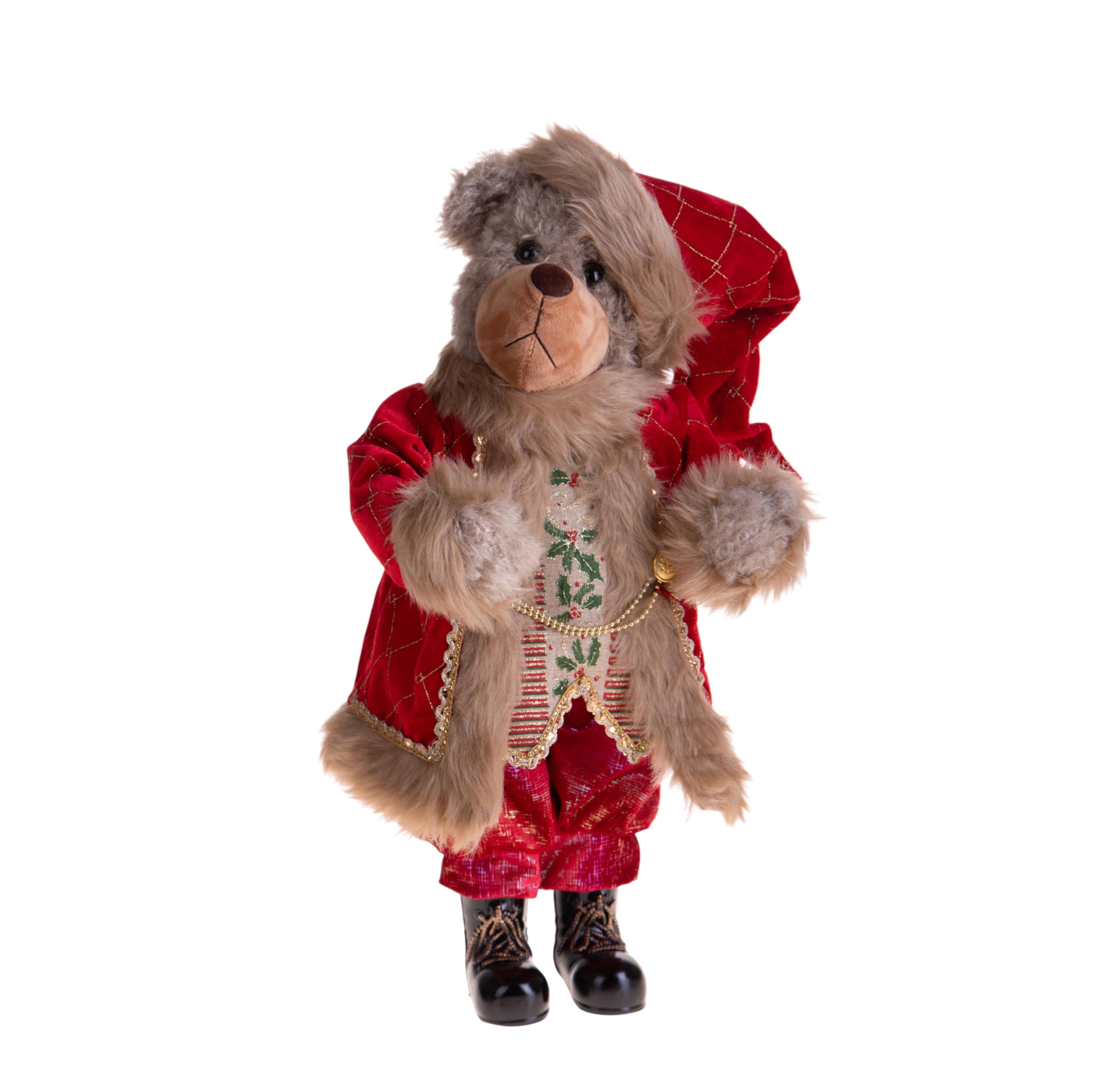 ORSO NATALE H.55CM C/MANTELLO E CAPPELLO