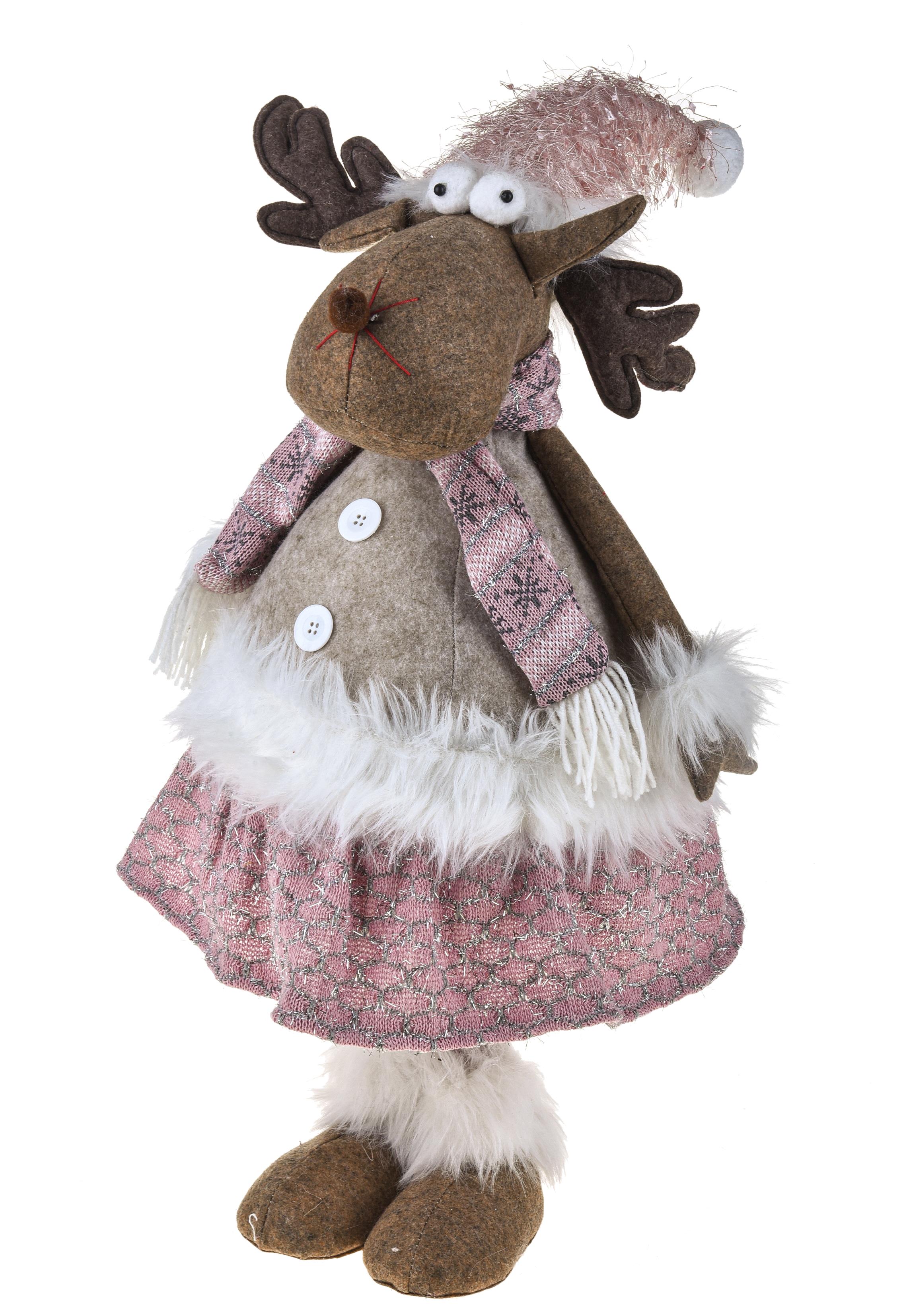 CHRISTMAS ITEMS, SUBJECTS AND DECORATIONS IN CLOTH, RENNA 65 CM C/MOLLA