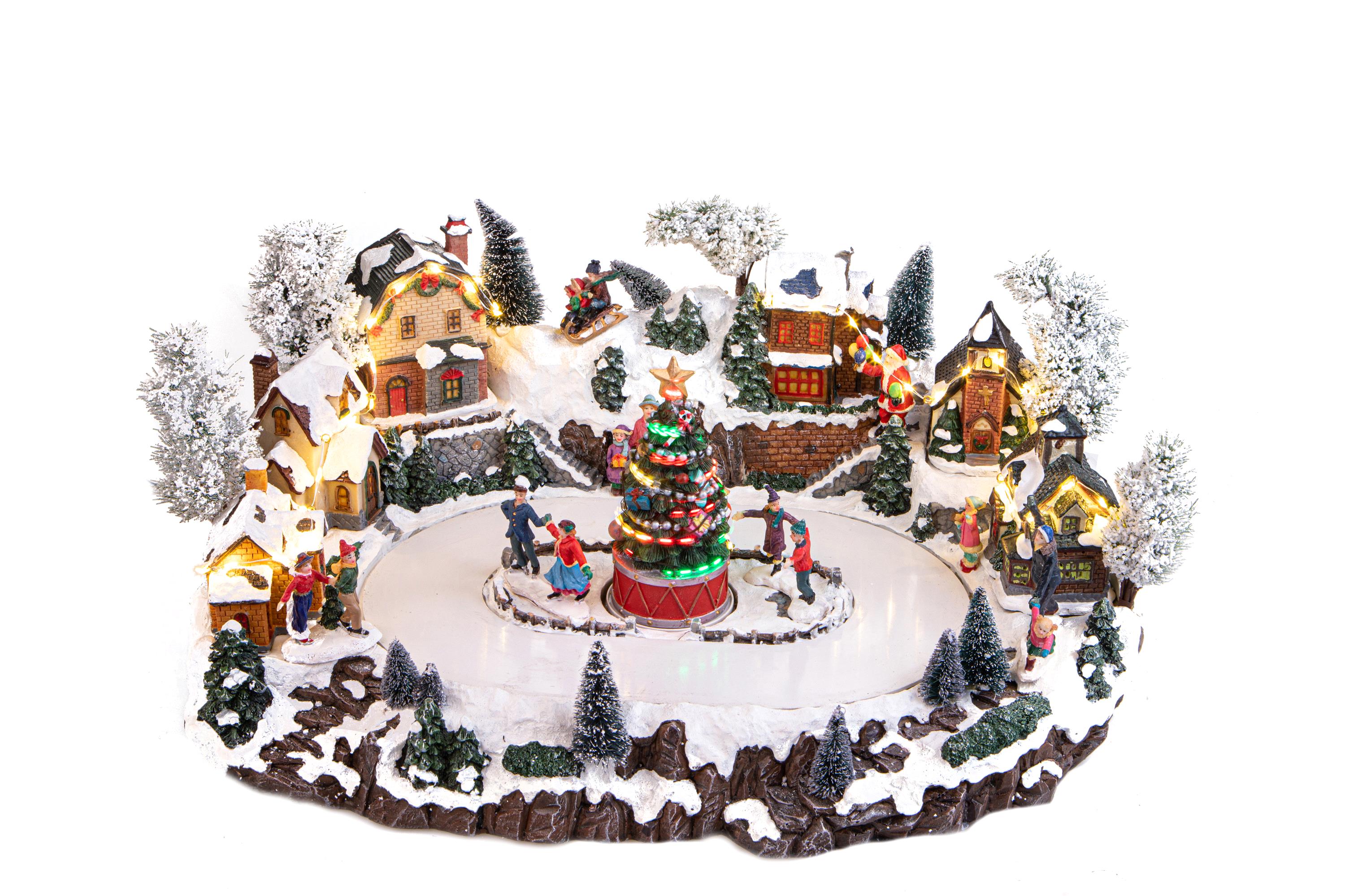 Weihnachtsartikel, Landschaften, Glockenspiel in HARZ, VILLAGGIO 49XH26 CM LAGO MOV+MUS+LUCI