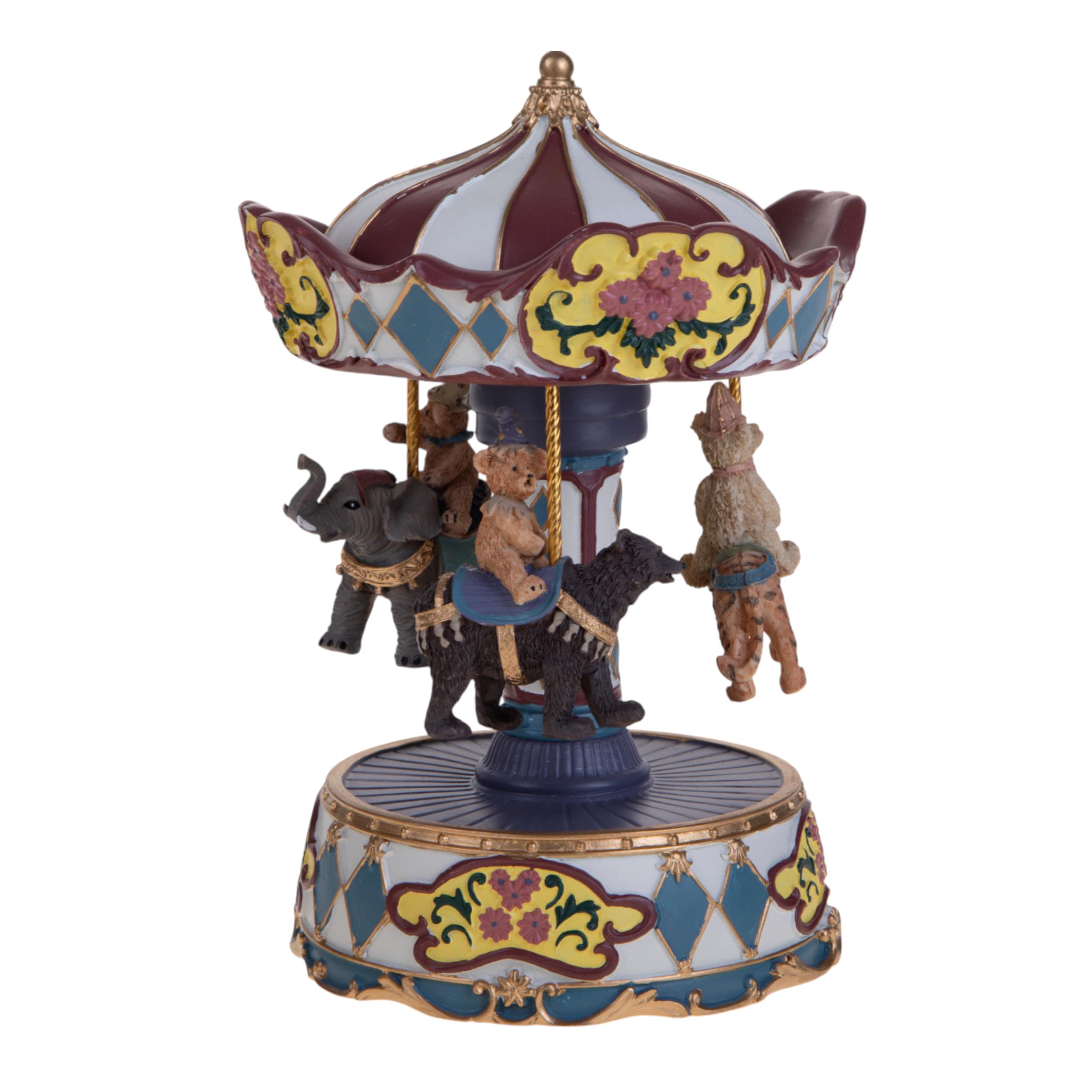 ARTICOLI NATALIZI, Soggetti,paesaggi e carillon in RESINA, CARILLON H21.5 CM GIOSTRA C/ANIMALI