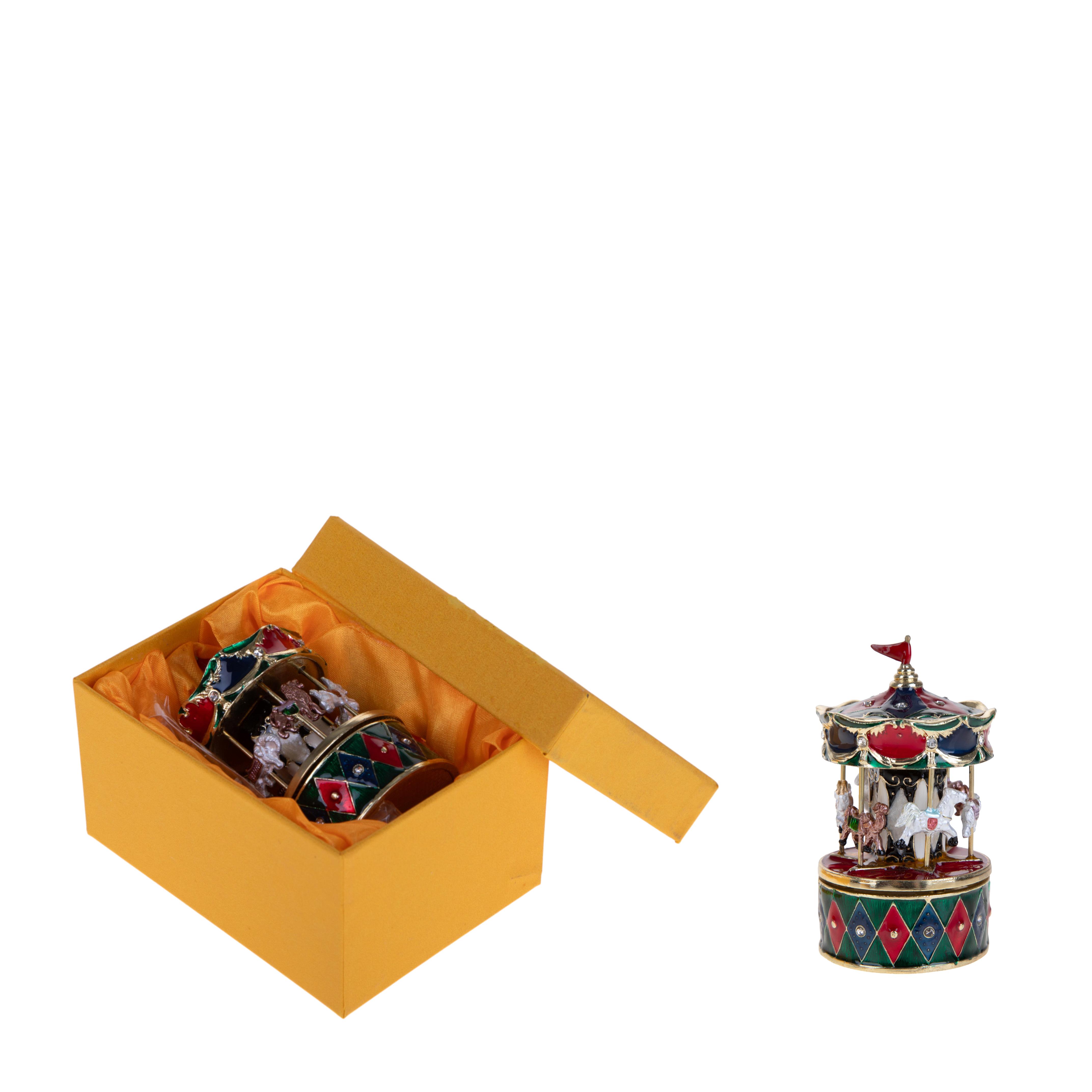 Weihnachtsartikel, Themen und Dekorationen aus Metall, CARILLON H 9 CM GIOSTRA C/BOX ZINCO