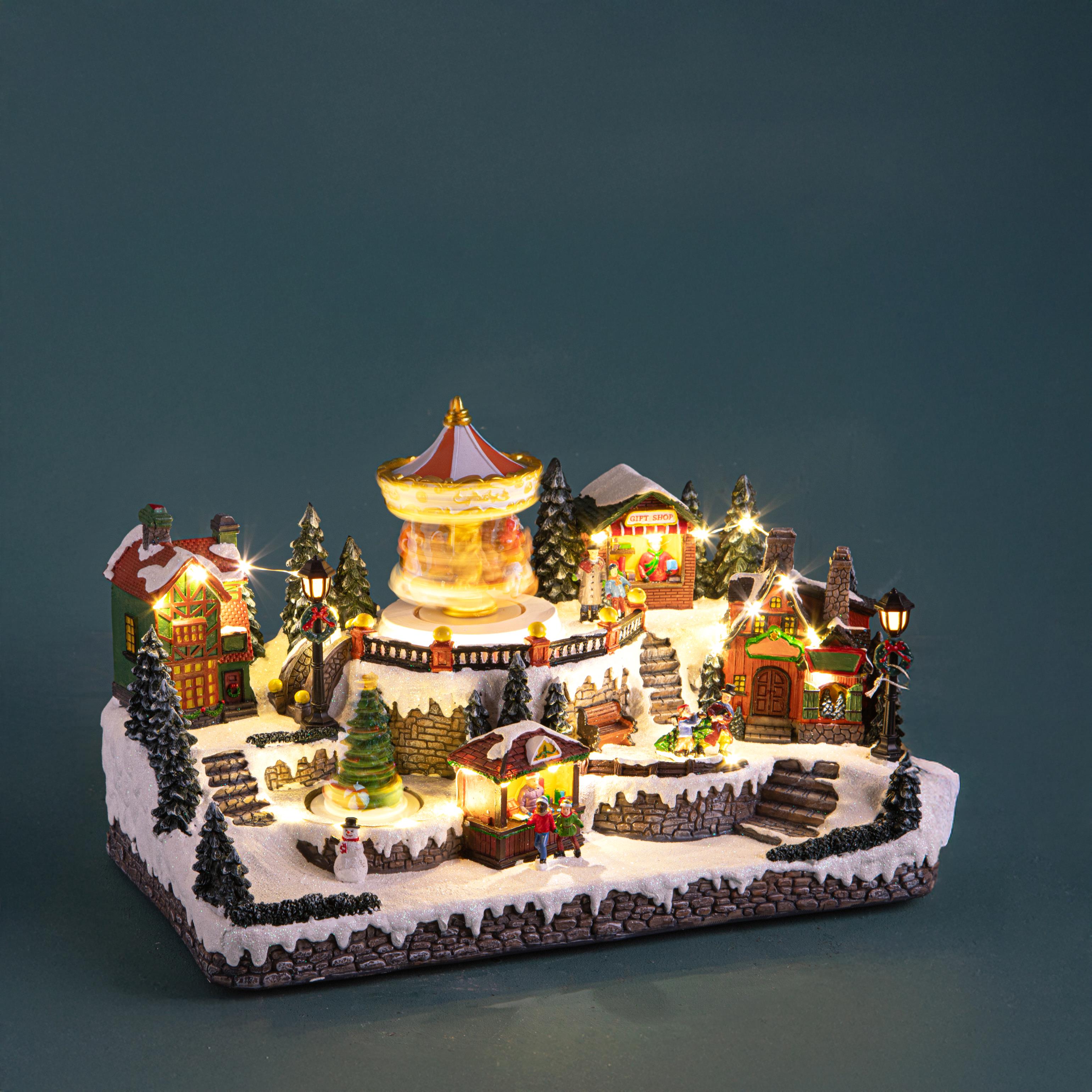 MERCATINO 40,5CM C/GIOSTRA MUS+LED+MOV.