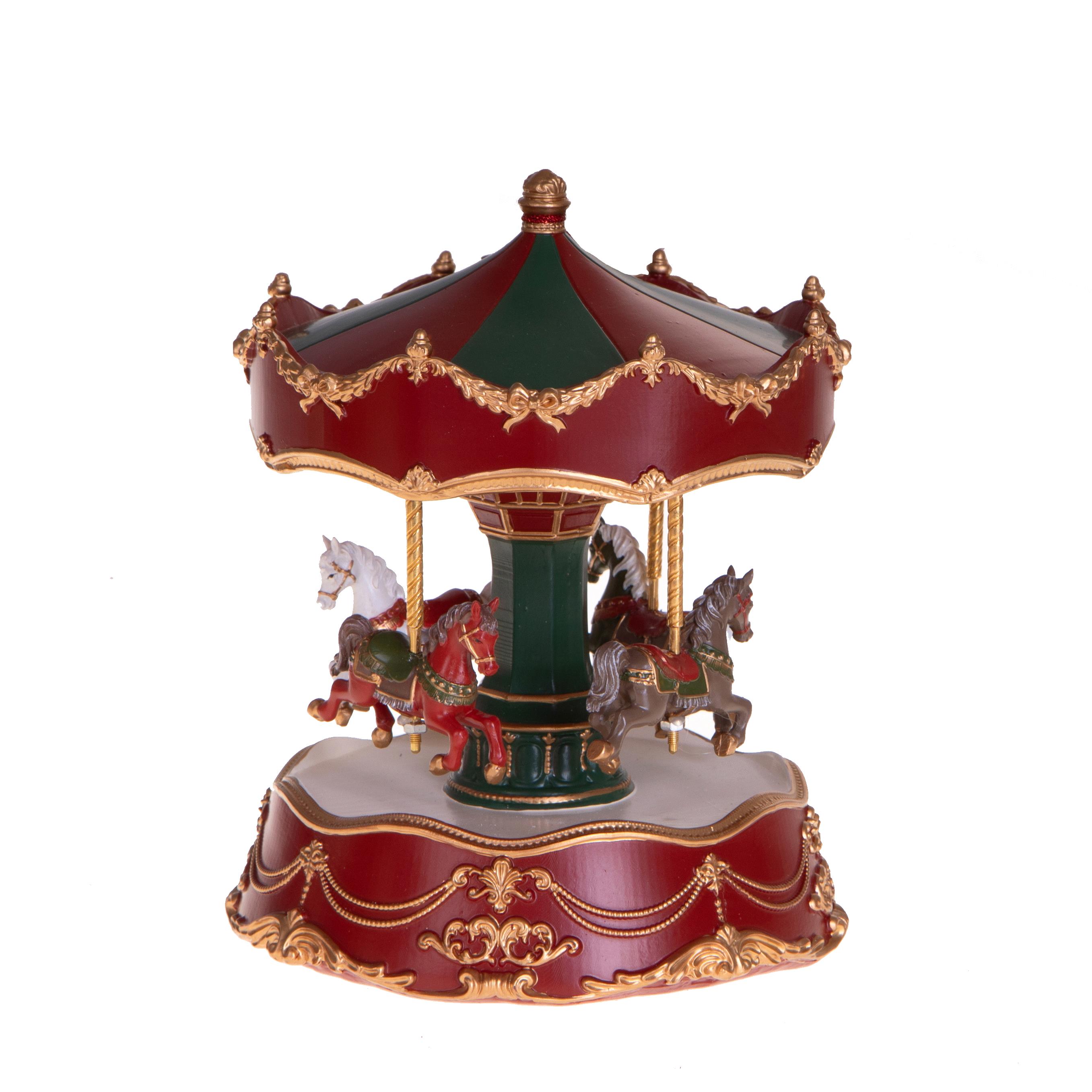 ARTICOLI NATALIZI, Soggetti,paesaggi e carillon in RESINA, CARILLON 15,5XH.19,5 CM GIOSTRA C/MUSICA