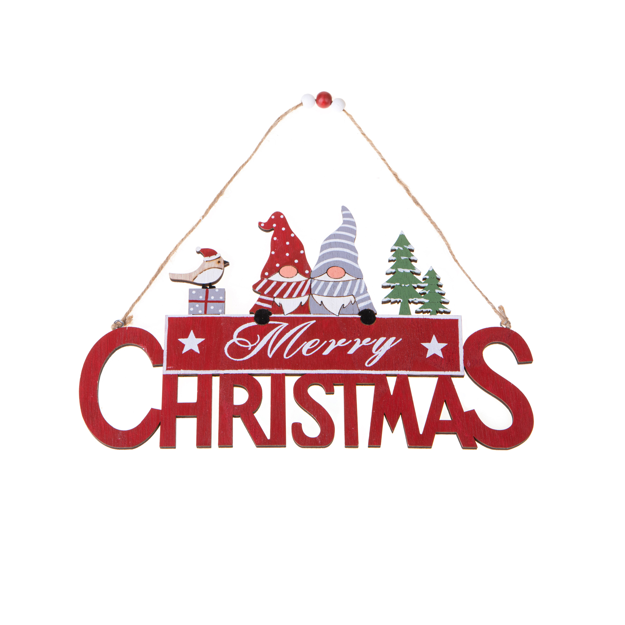 Articles de Noël, Couronnes et décorations murales, DECORO 28 CM MERRY CHRISTMAS