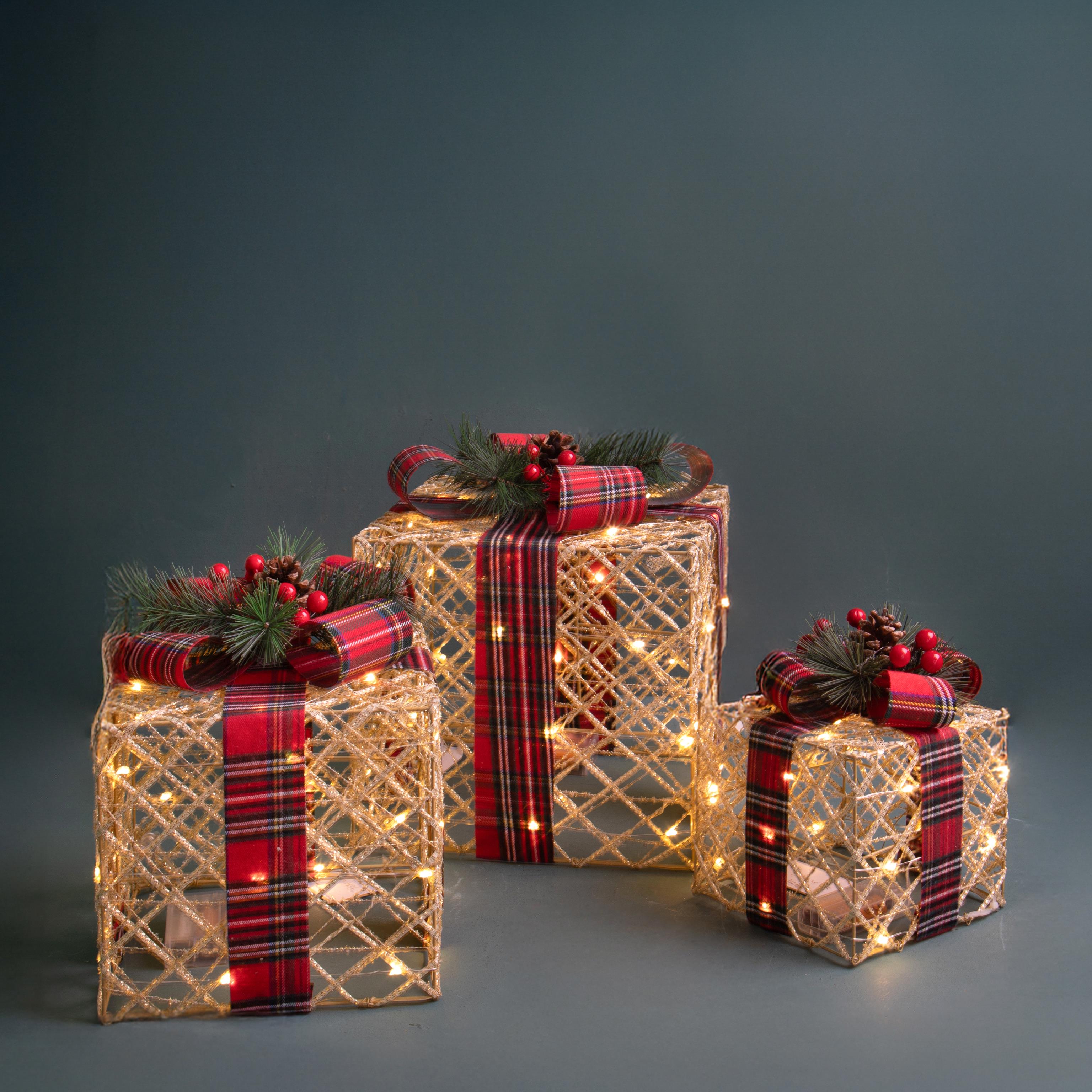 SET/3 25 CM C/50+30+20 LED PACCHI DONO