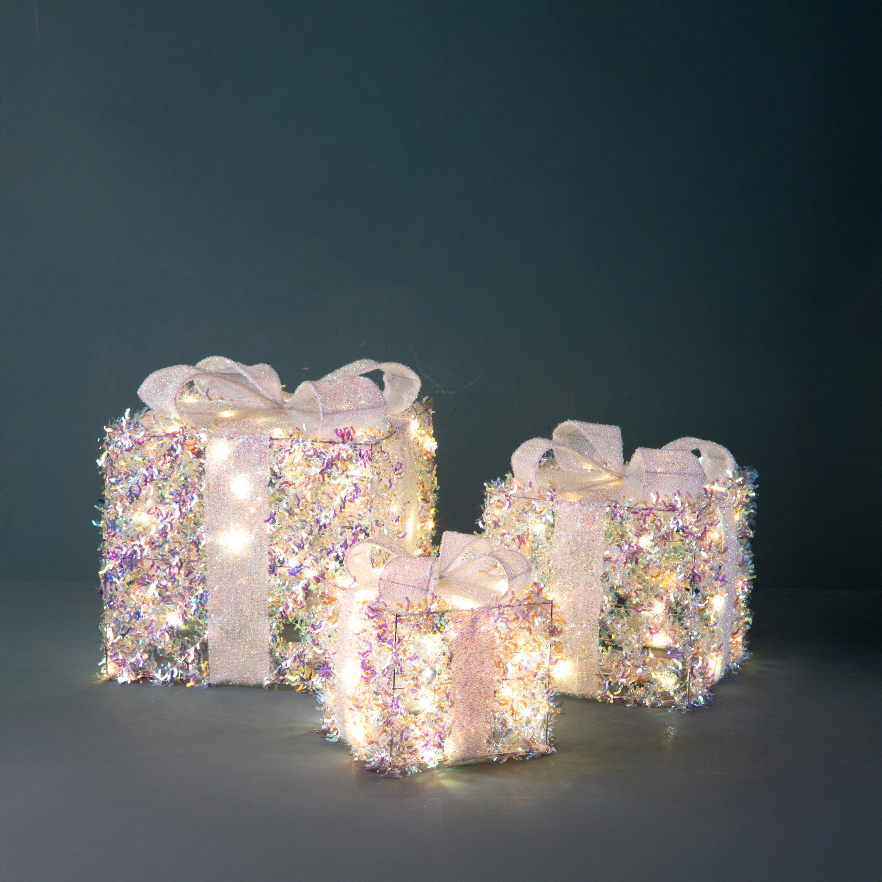 SET/3 25 CM C/50+30+20 LED PACCHI DONO