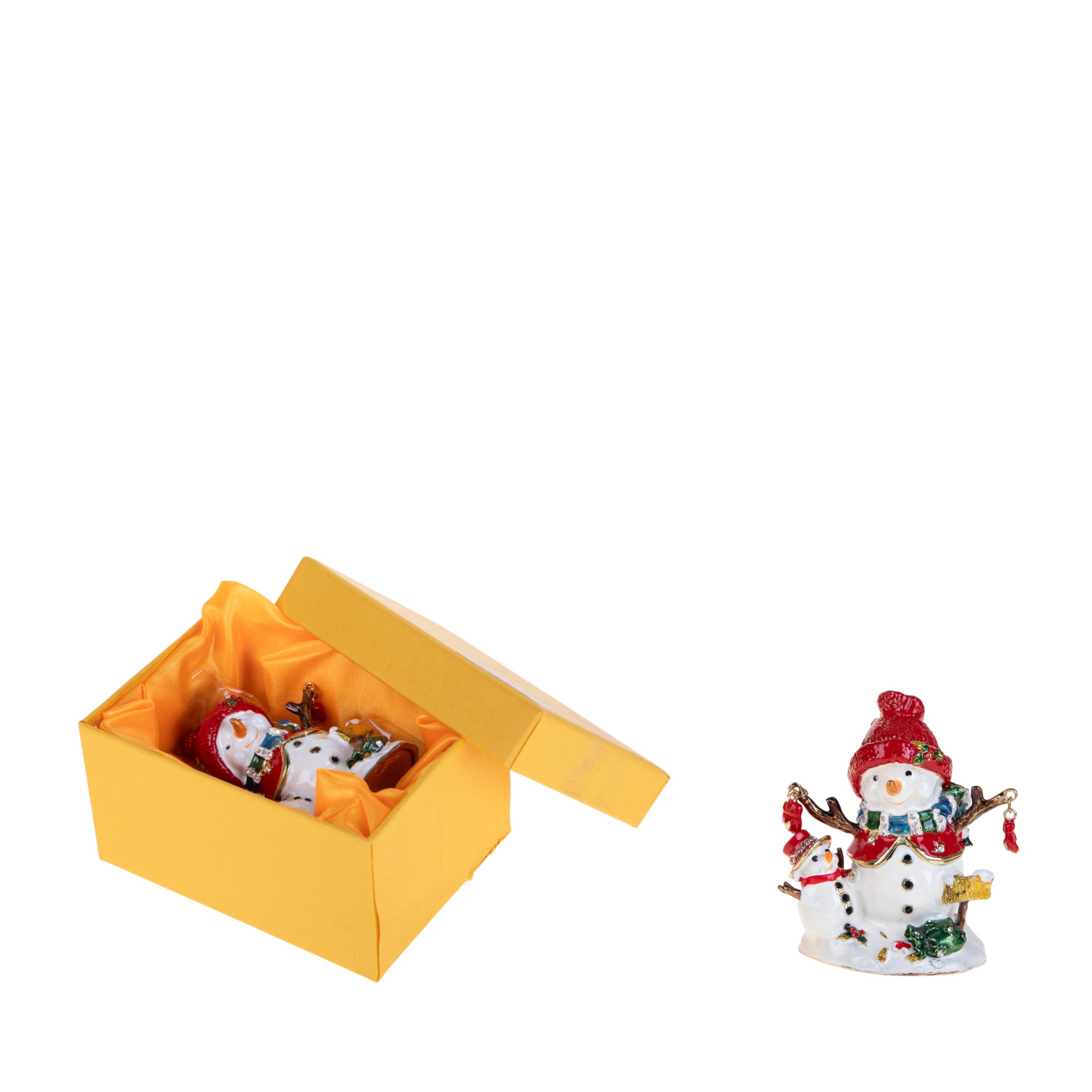 CHRISTMAS ITEMS, Angels, children and resin subjects, PUPAZZO NEVE 8 CM P/GIOIELLO C/BOX ZINCO