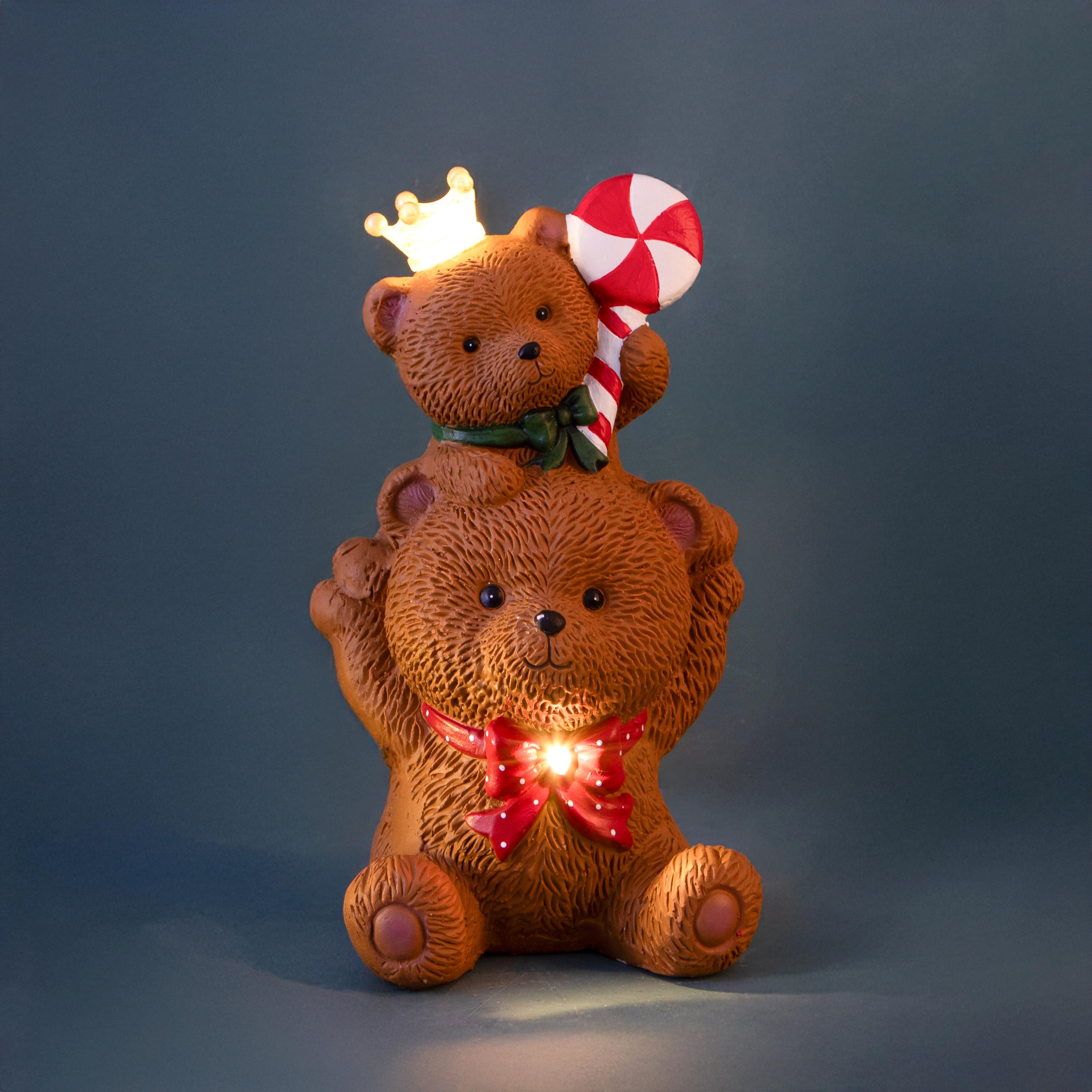 ORSETTI 34 CM C/CORONA E LOLLIPOP C/LED