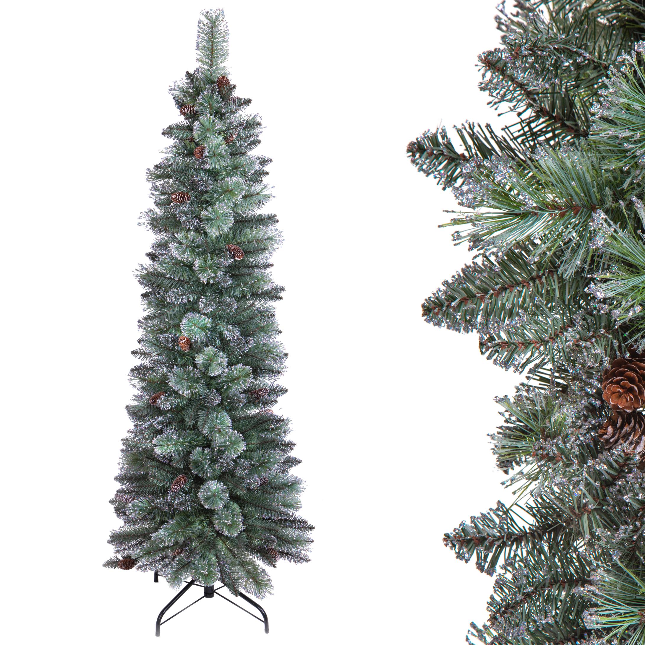 CHRISTMAS ITEMS, TREES OVER 110 CM with anw/out lights, 215 ABETE SLIM SILVERED BLUE C/479 T