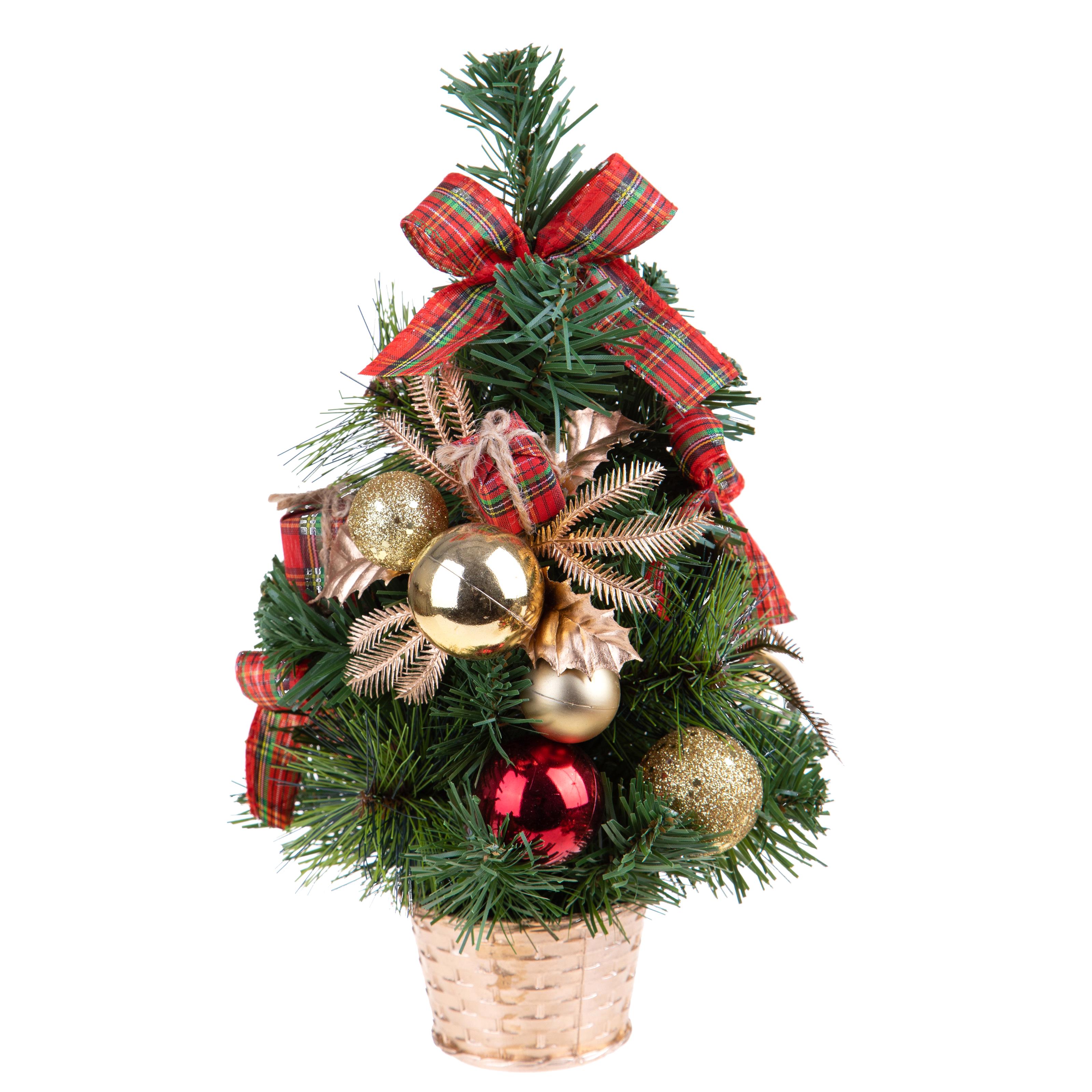 CHRISTMAS ITEMS, TABLE TREES, ABETE 30 CM C/NASTRO SCOZZESE PVC