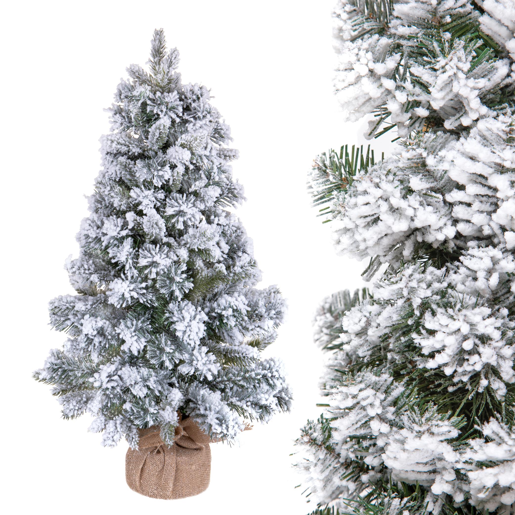 CHRISTMAS ITEMS, TABLE TREES, 75 ABETE INNEVATO C/JUTA 95 TIPS PVC