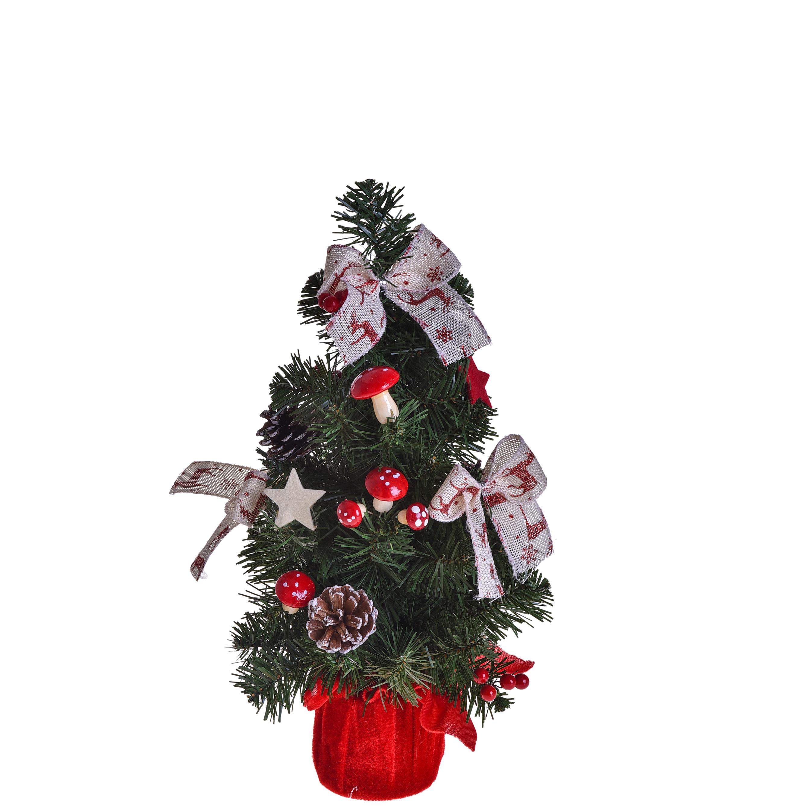 CHRISTMAS ITEMS, TABLE TREES, ABETE 20 CM TAVOLO C/DECORI  PVC