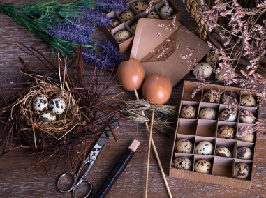EASTER DECORATED, NATURAL, nests and Easter decor.